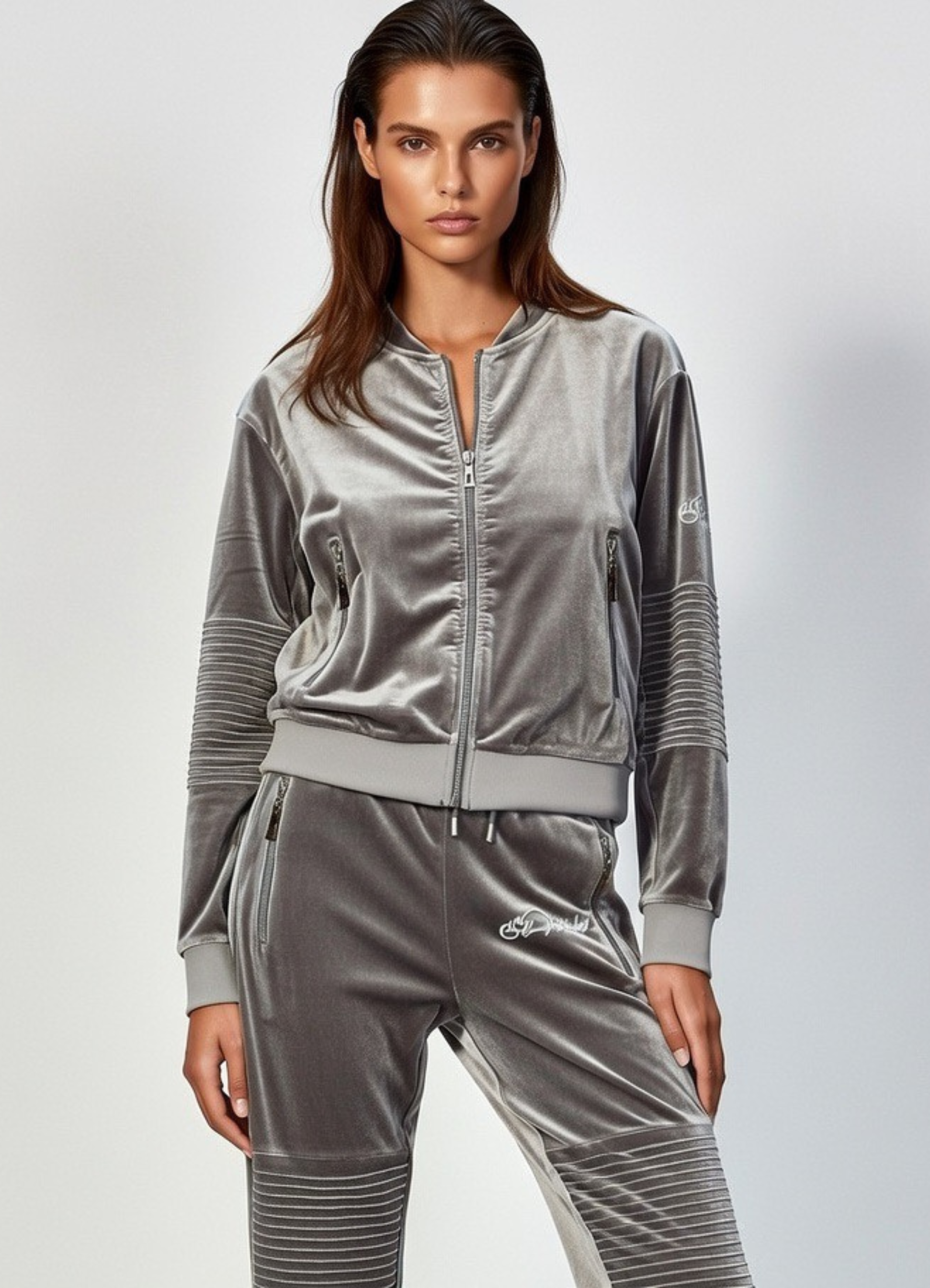Women's Grey Vélvét Tracksuit - Full tracksuit