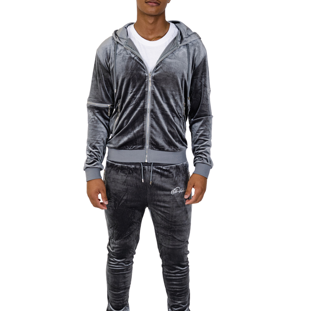 Men Tracksuit Gray Velour Tracksuit El Velvet Tracksuit Grey