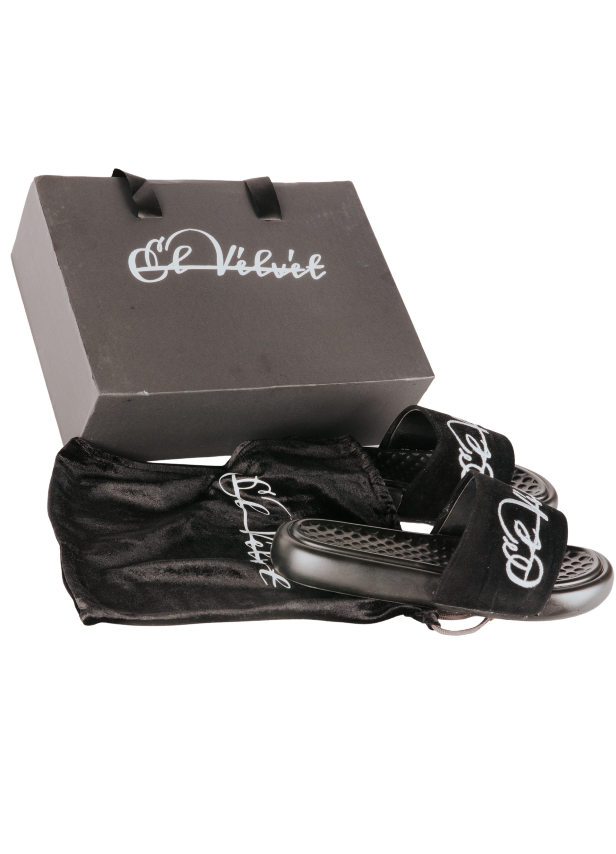 Black Velvet CHUNKS Slides - Men & Women