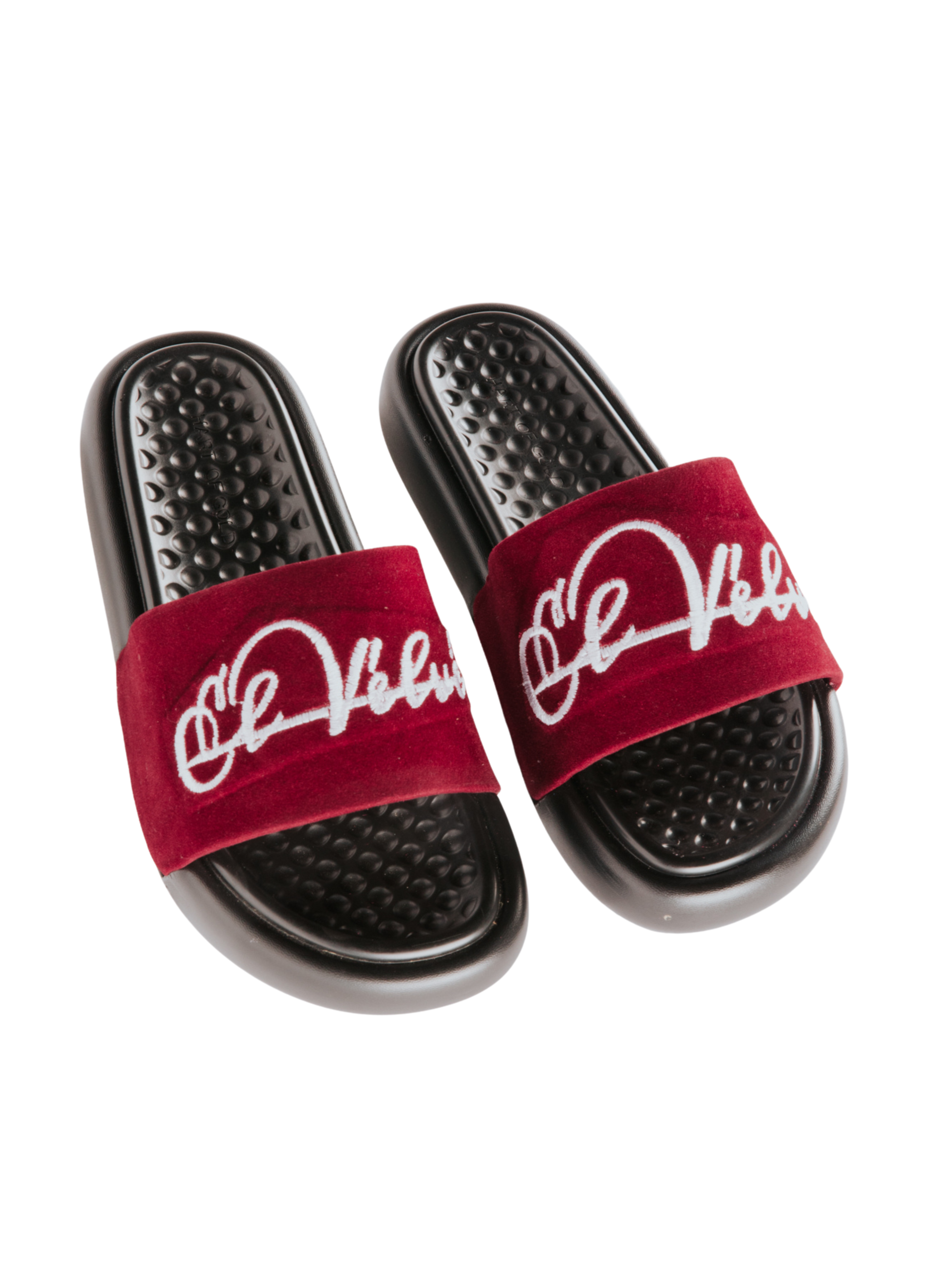 Burgundy Velvet CHUNKS Slides - Men & Women
