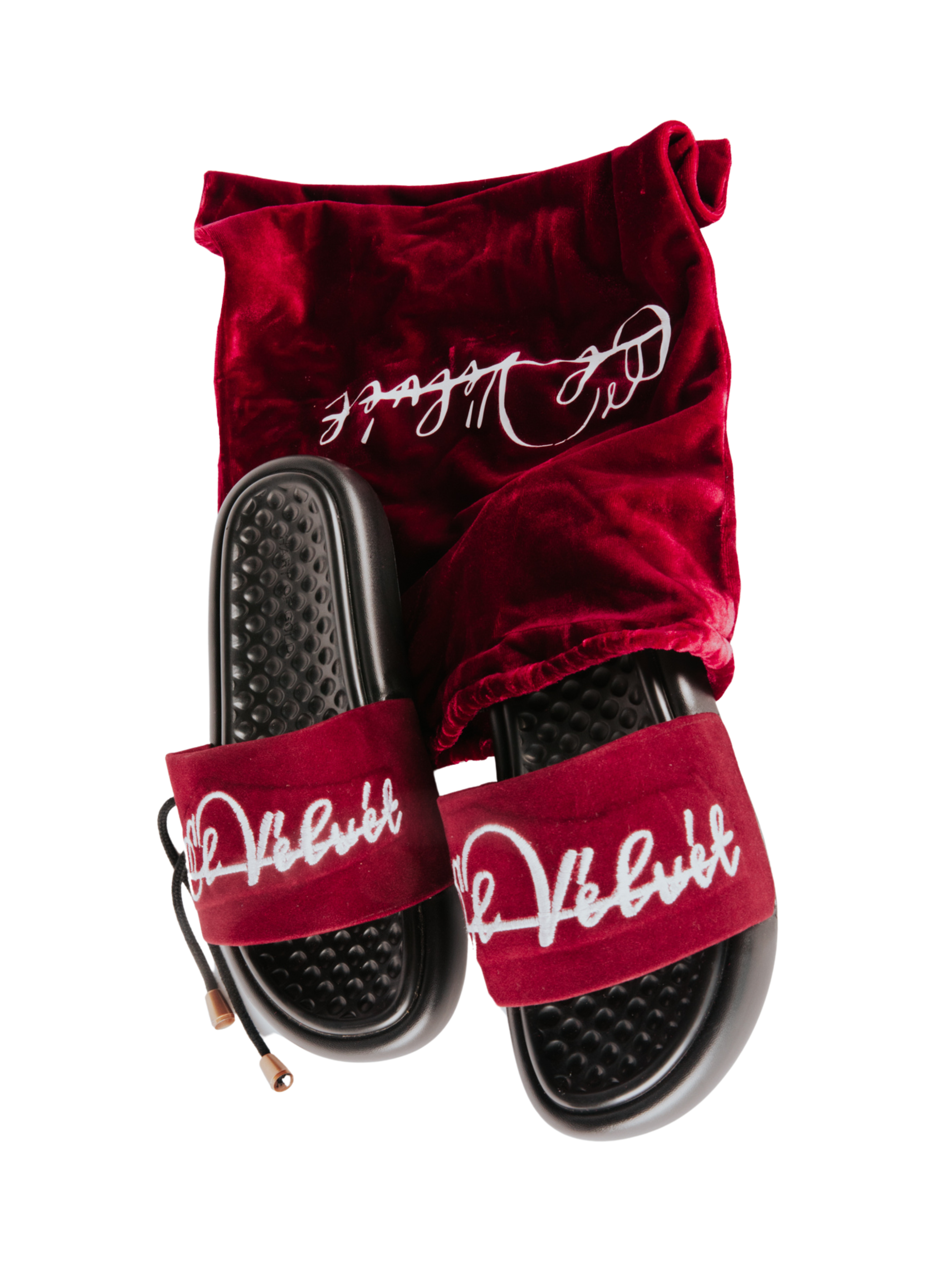 Burgundy Velvet CHUNKS Slides - Men & Women
