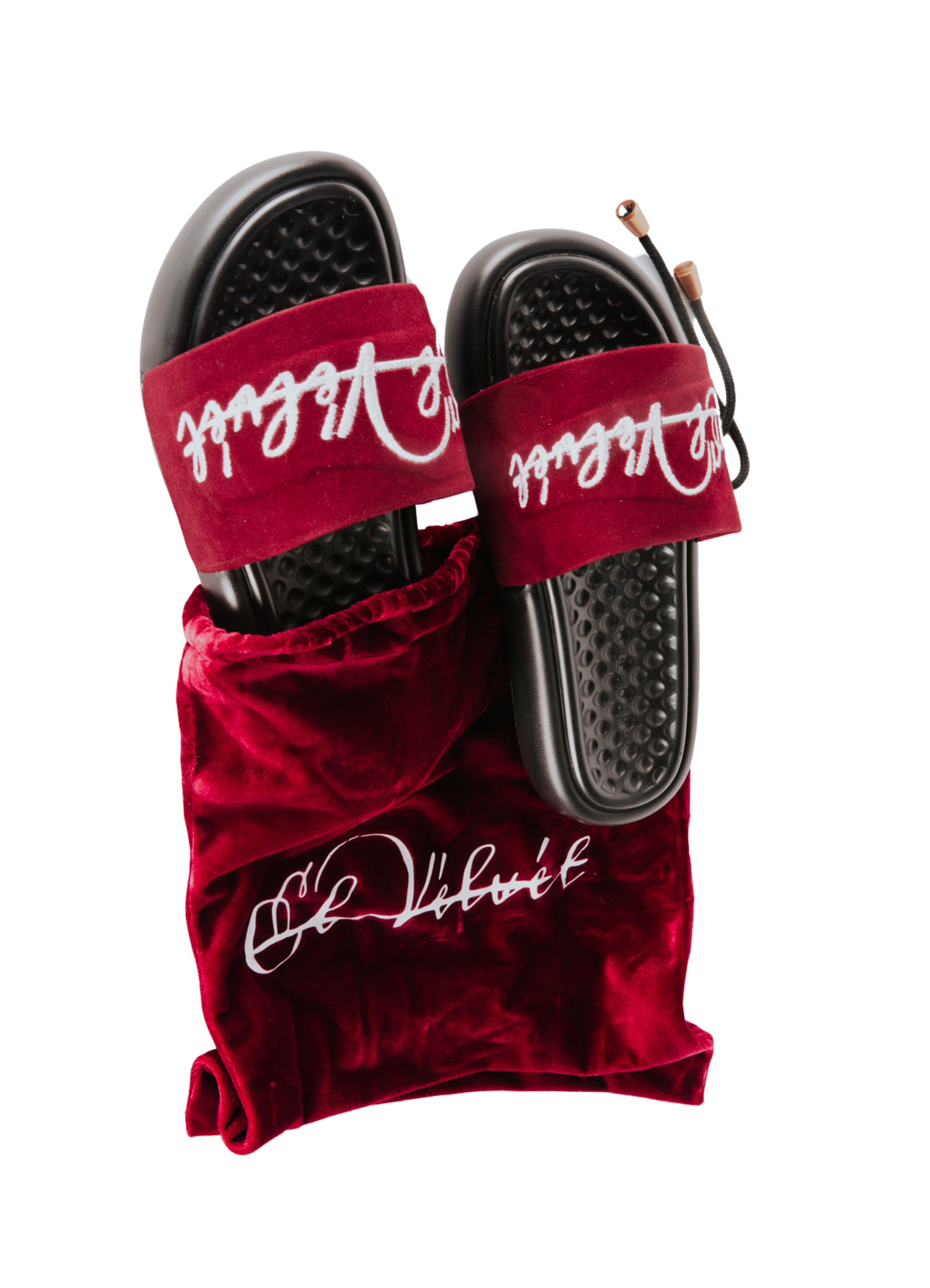 Burgundy Velvet CHUNKS Slides - Men & Women