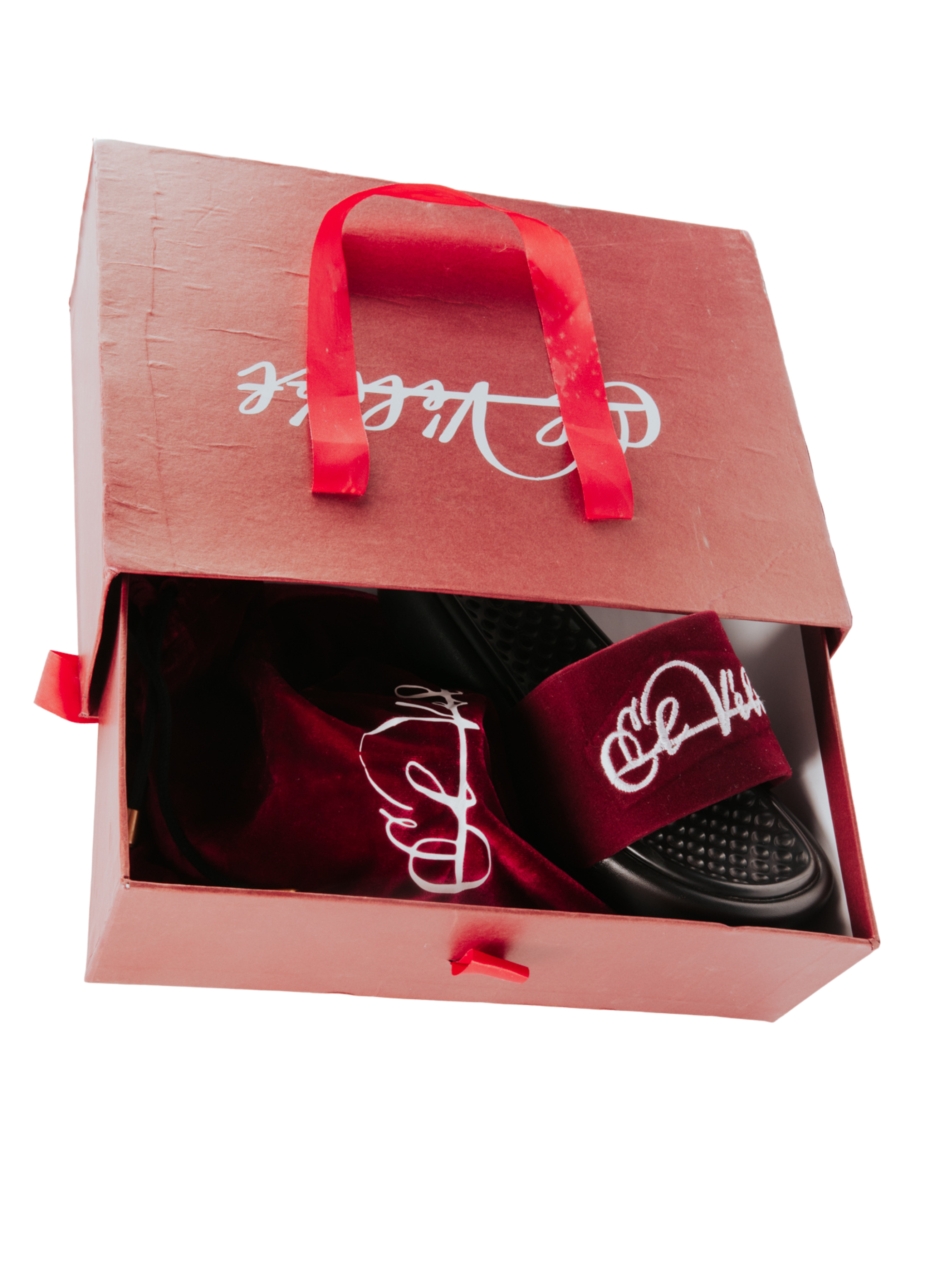 Burgundy Velvet CHUNKS Slides - Men & Women