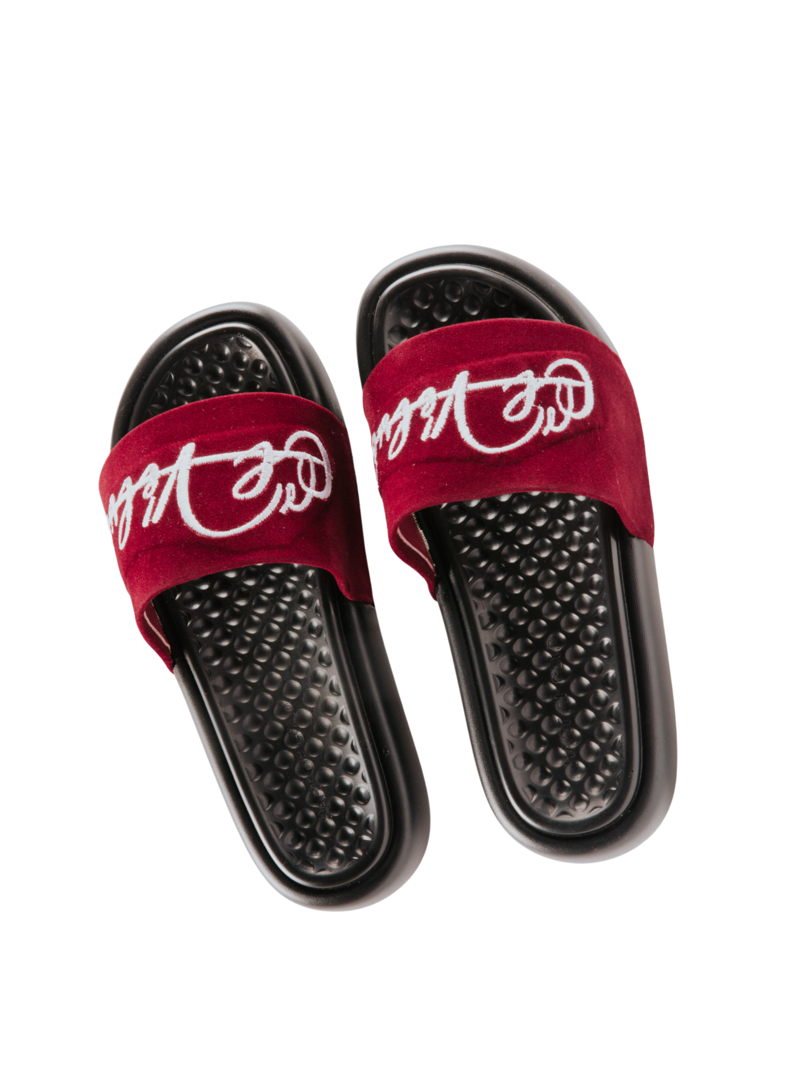 Burgundy Velvet CHUNKS Slides - Men & Women