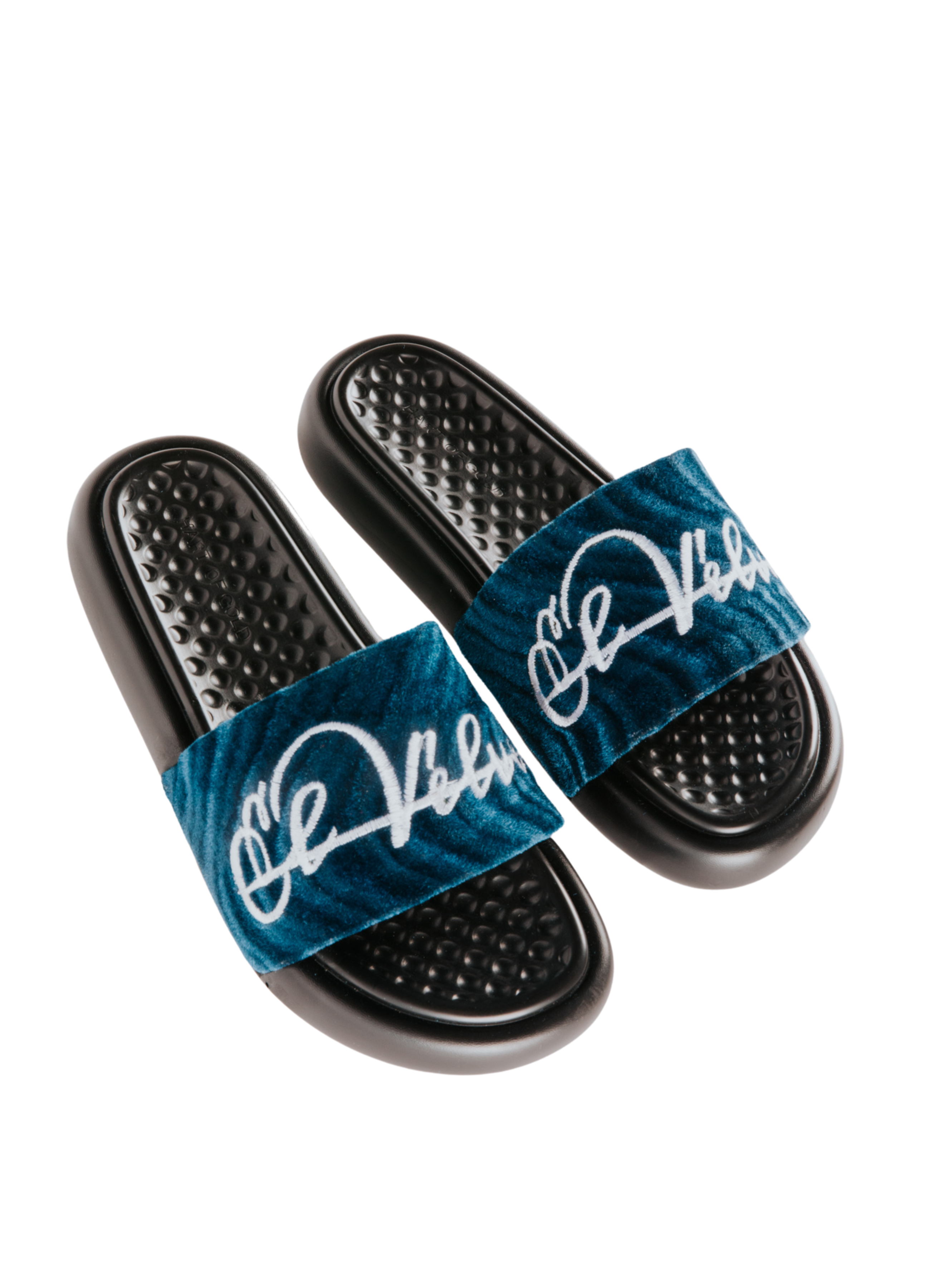 Baby Blue Patterned Velvet CHUNKS Slides - Men & Women