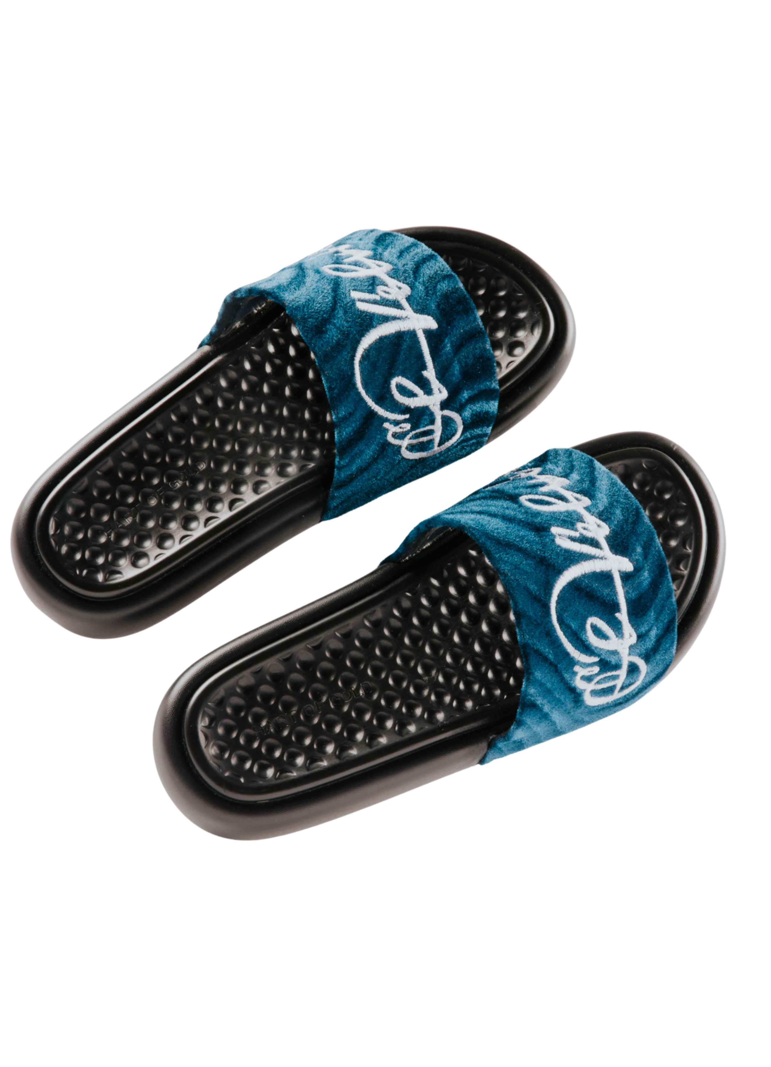Baby Blue Patterned Velvet CHUNKS Slides - Men & Women