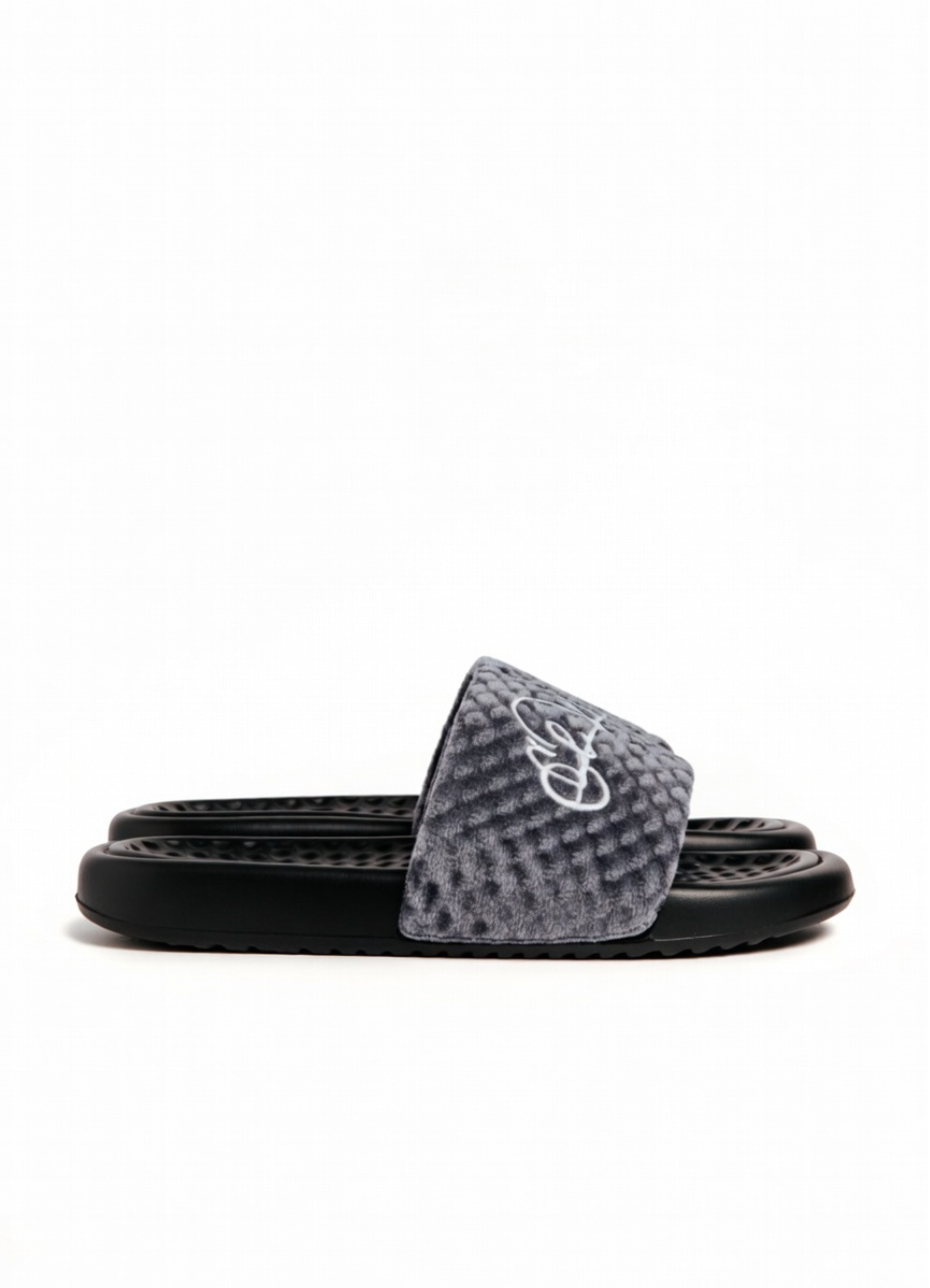 Grey Patterned Velvet CHUNKS Slides - Men & Women