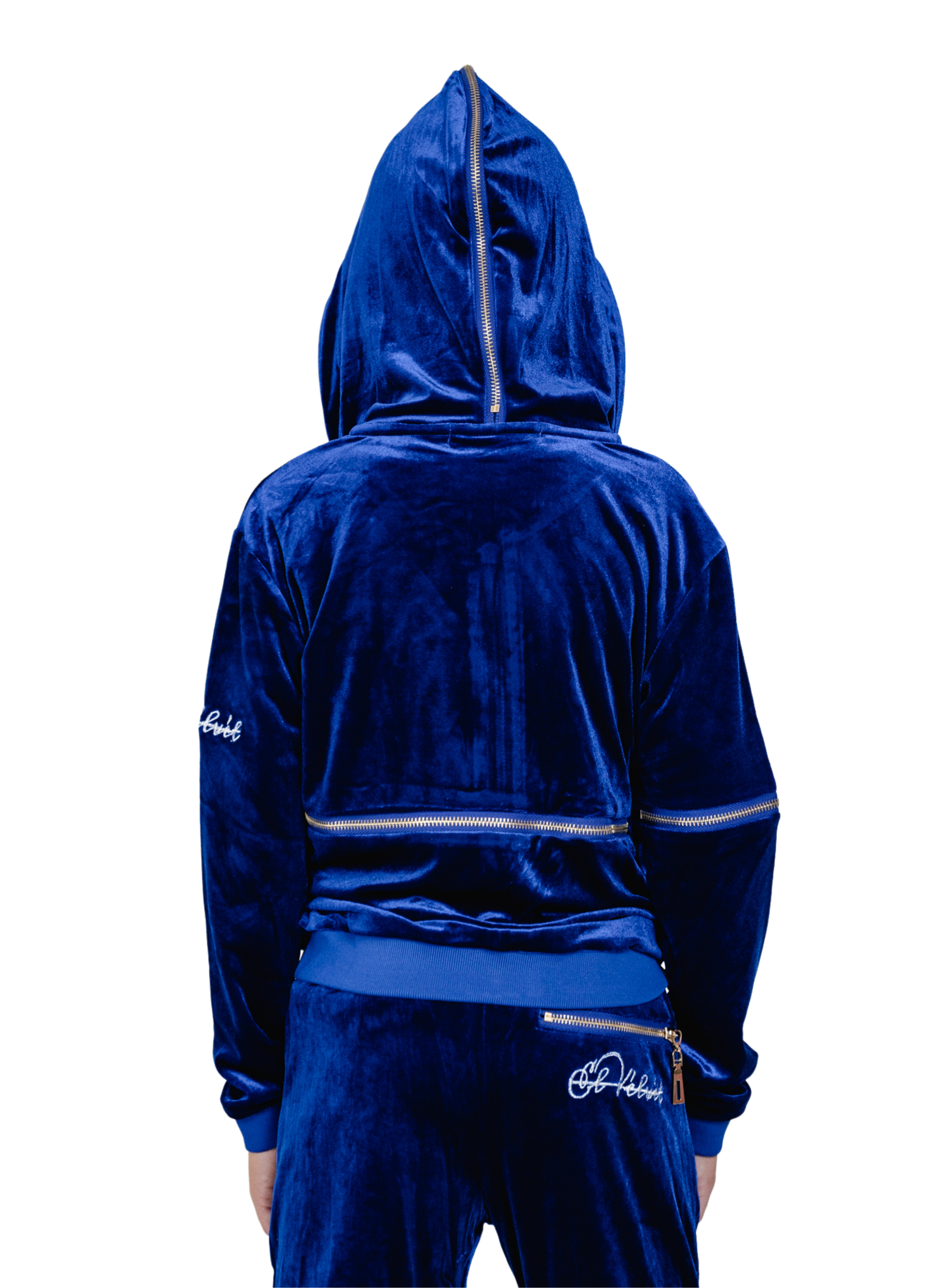 Kids Royal Blue Vélvét Full Tracksuit-Boys & Girls