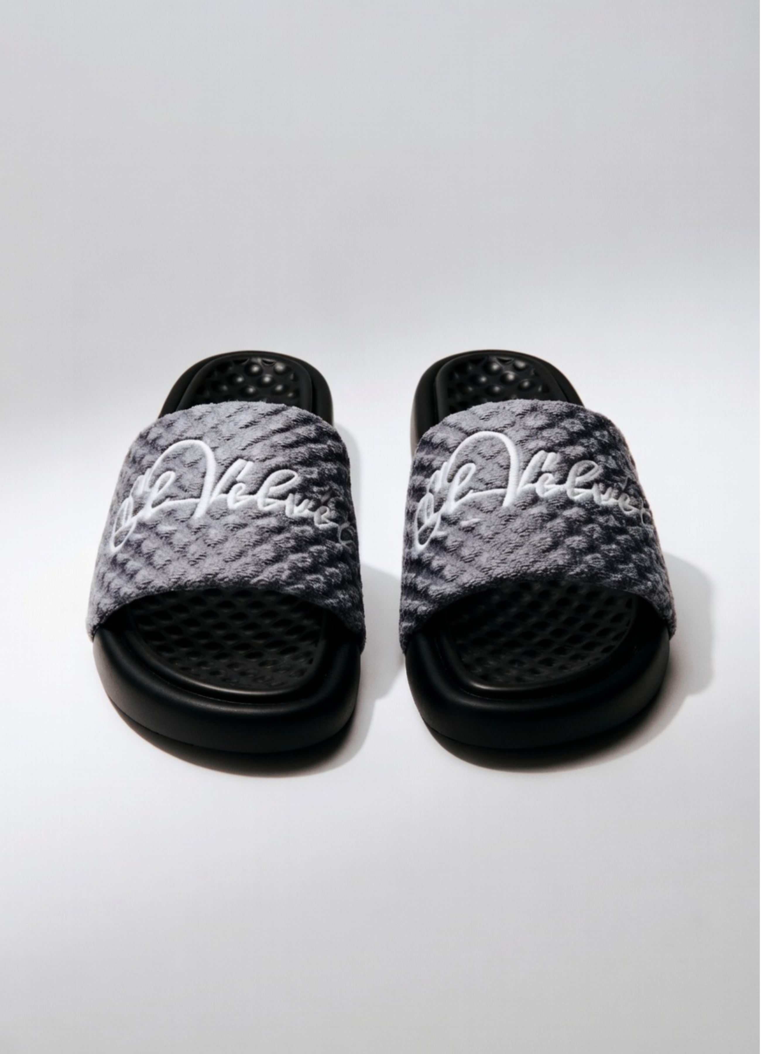 Grey Patterned Velvet CHUNKS Slides - Men & Women