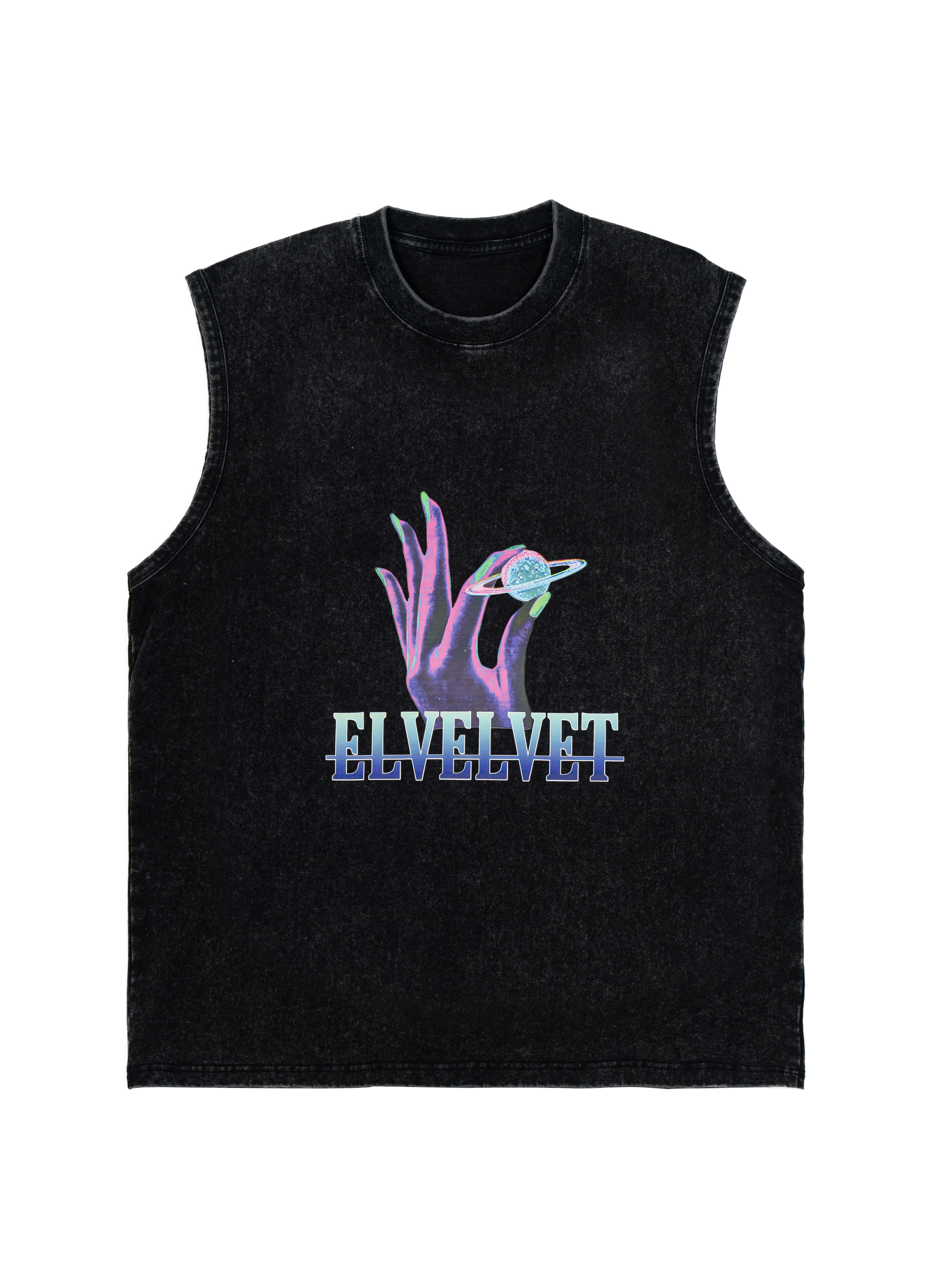 Black Washed 'RULE THE WORLD' Graphic Vintage Sleeveless Top