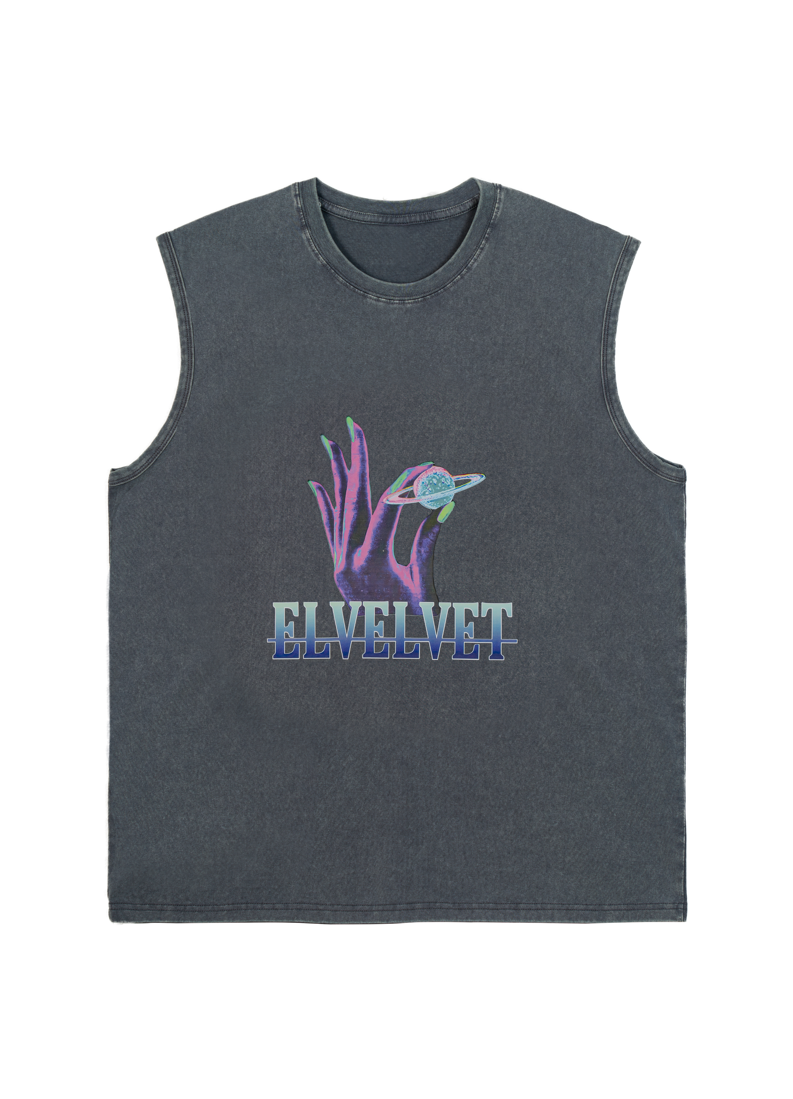 Grey Washed 'RULE THE WORLD' Graphic Vintage Sleeveless Top