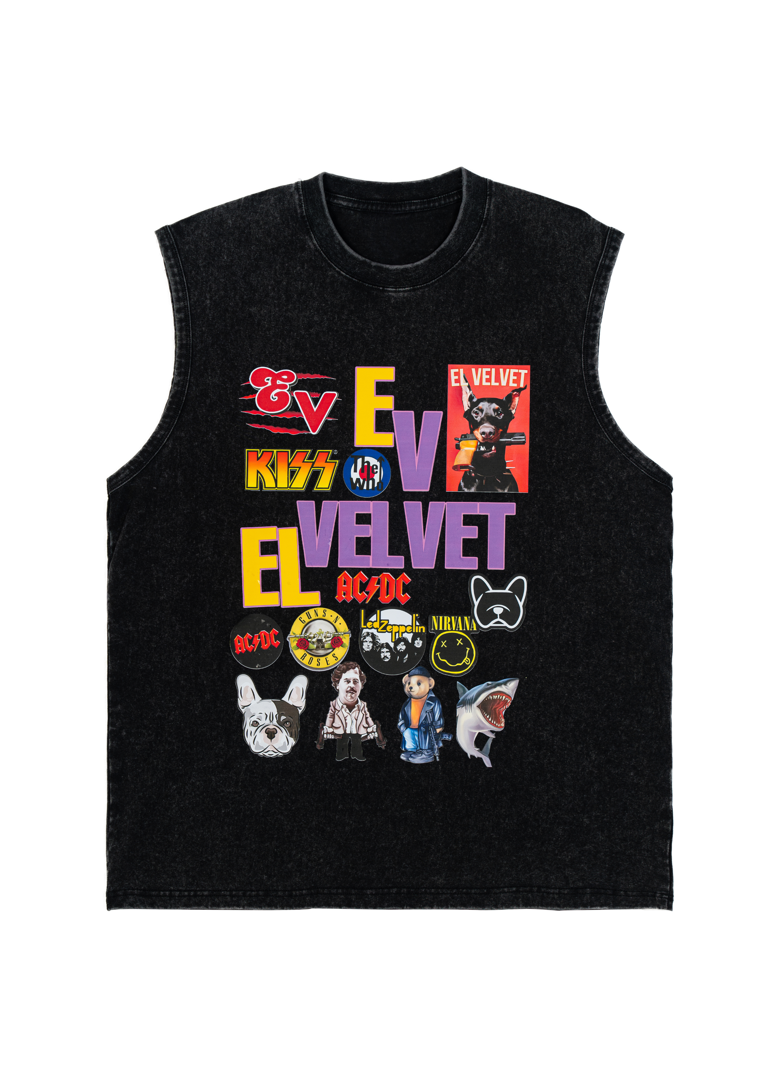 Black Washed 'ROCK IT' Graphic Vintage Sleeveless Top