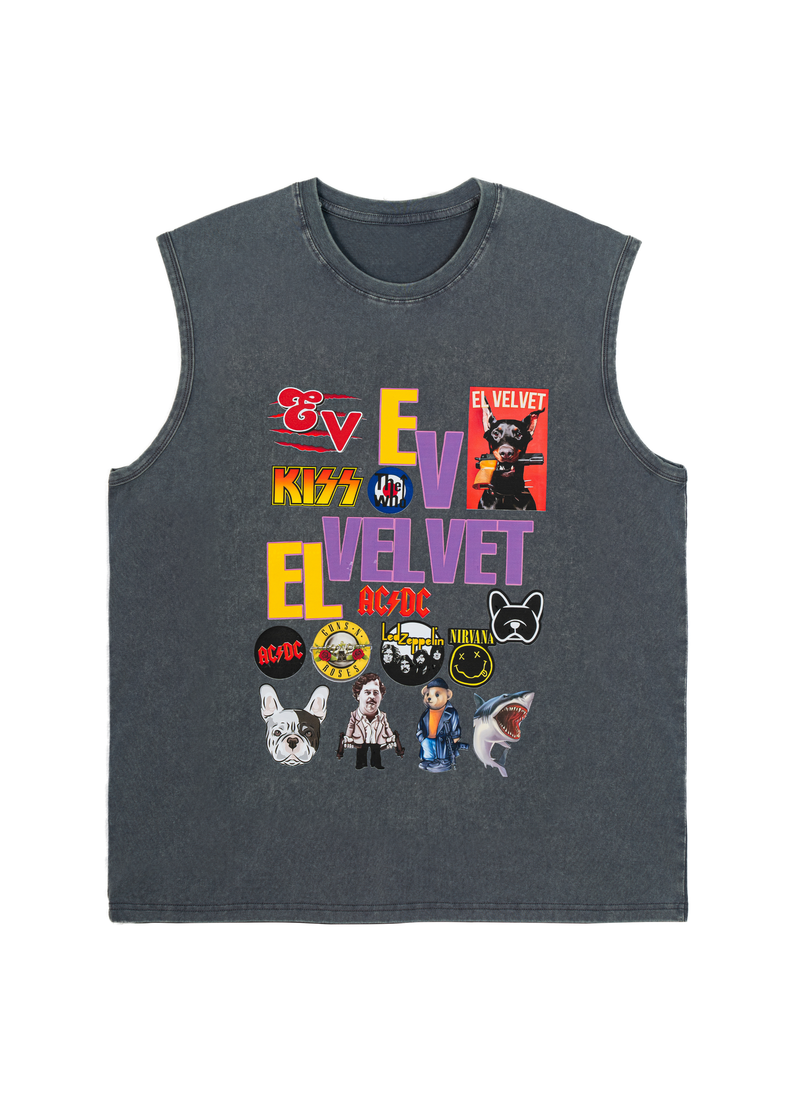 Grey Washed 'ROCK IT' Graphic Vintage Sleeveless Top