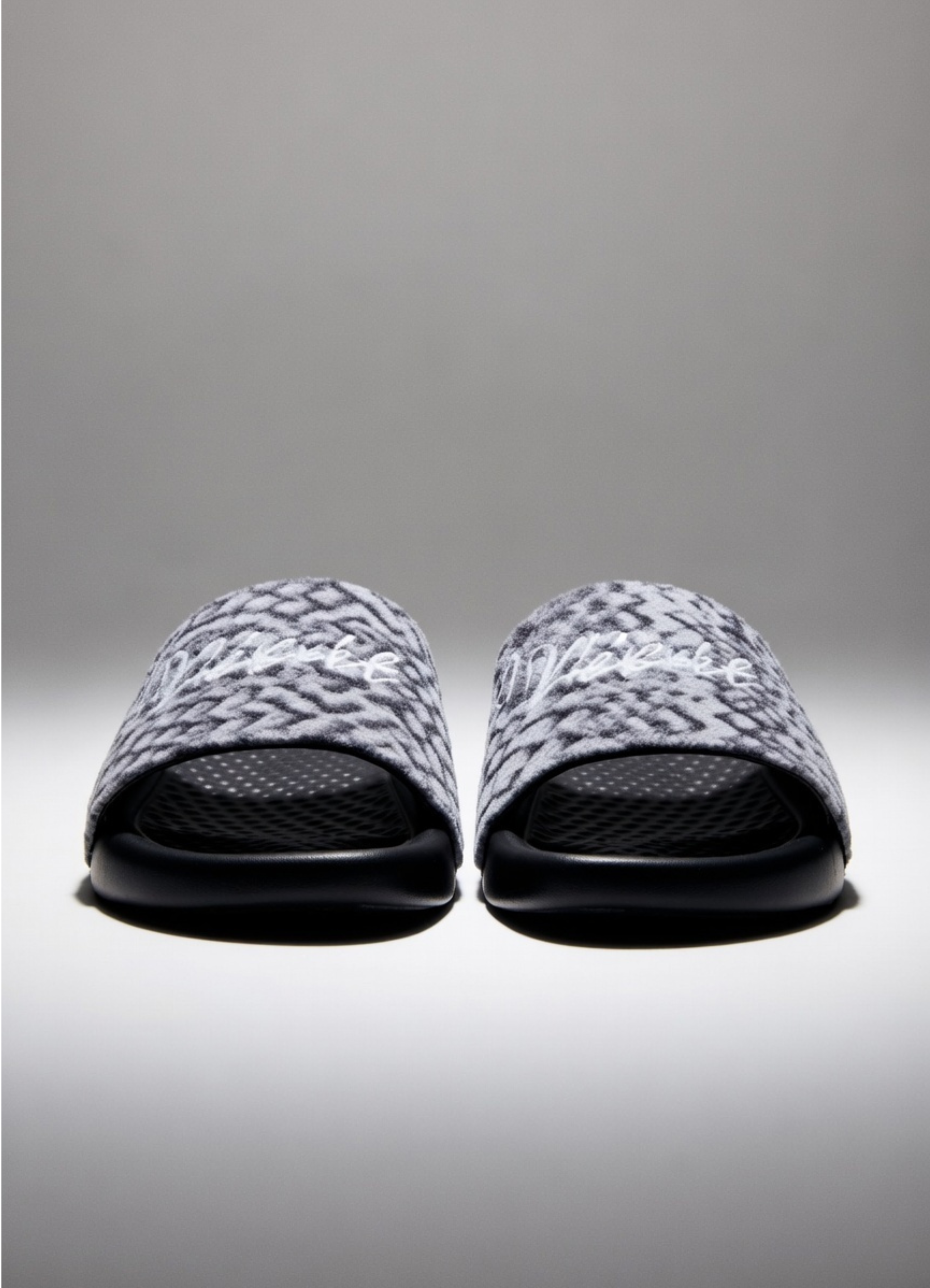 Grey Patterned Velvet CHUNKS Slides - Men & Women