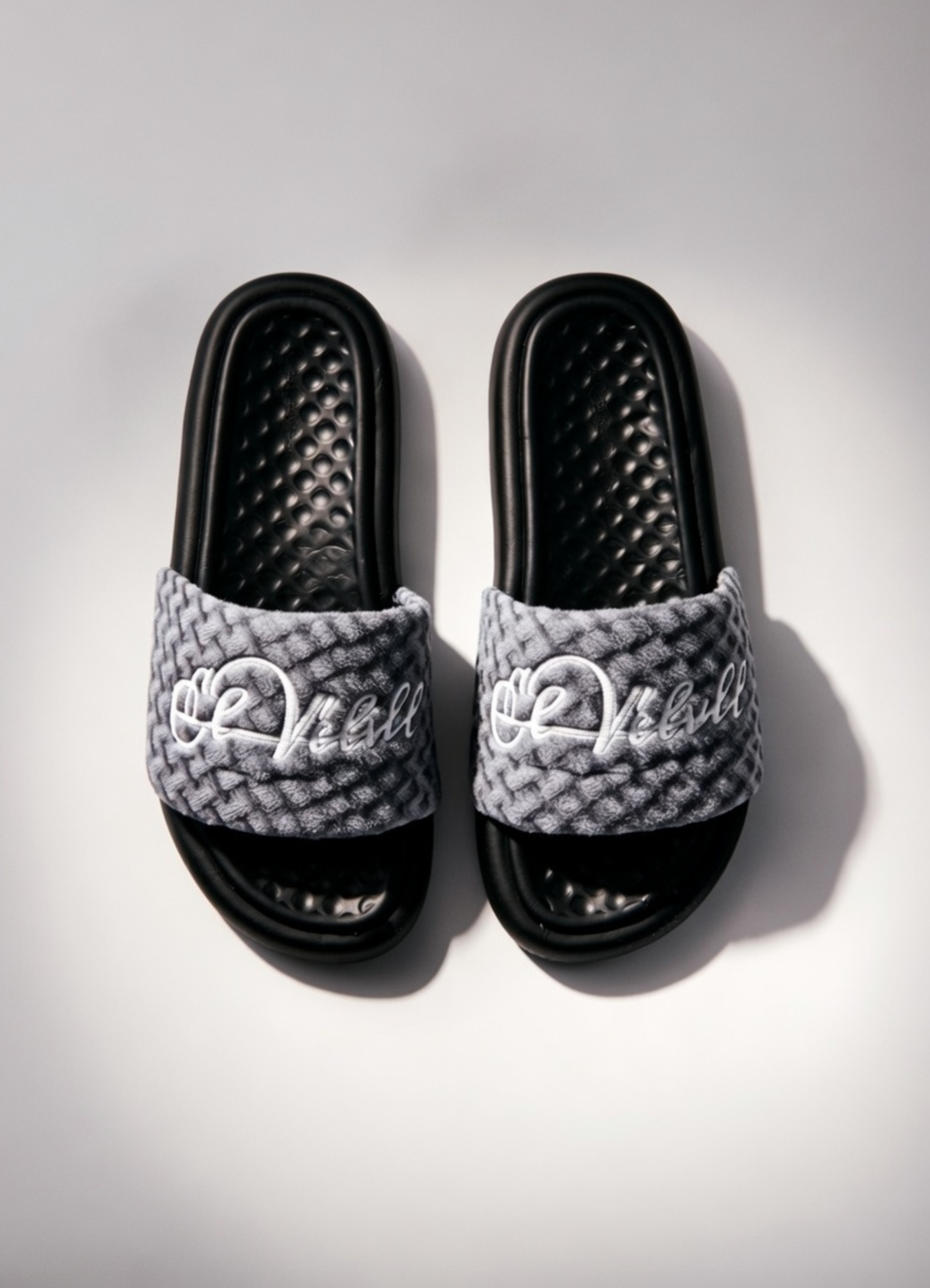 Grey Patterned Velvet CHUNKS Slides - Men & Women
