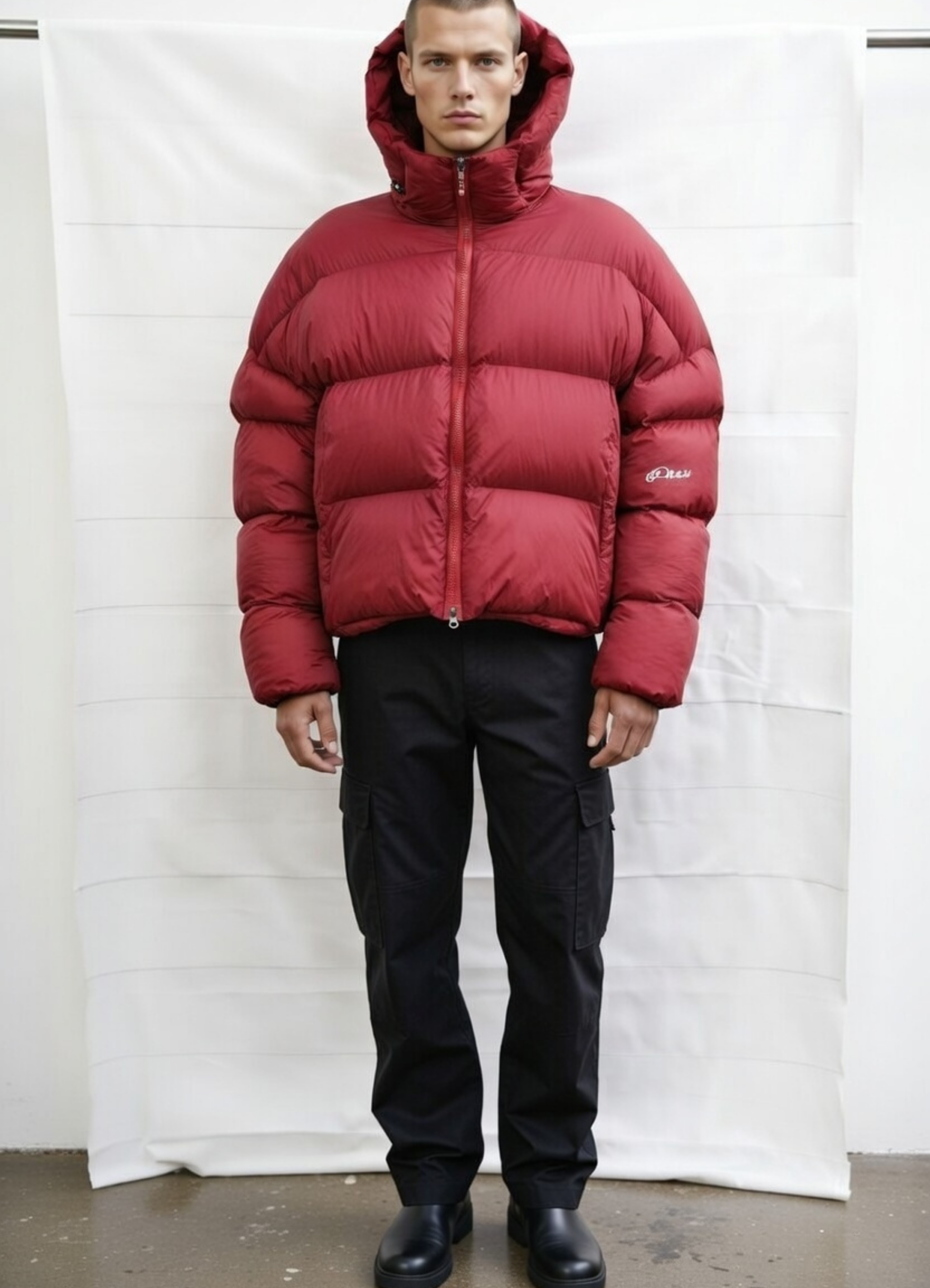 WINE SHEPHERD CROPPED BUBBLE JACKET