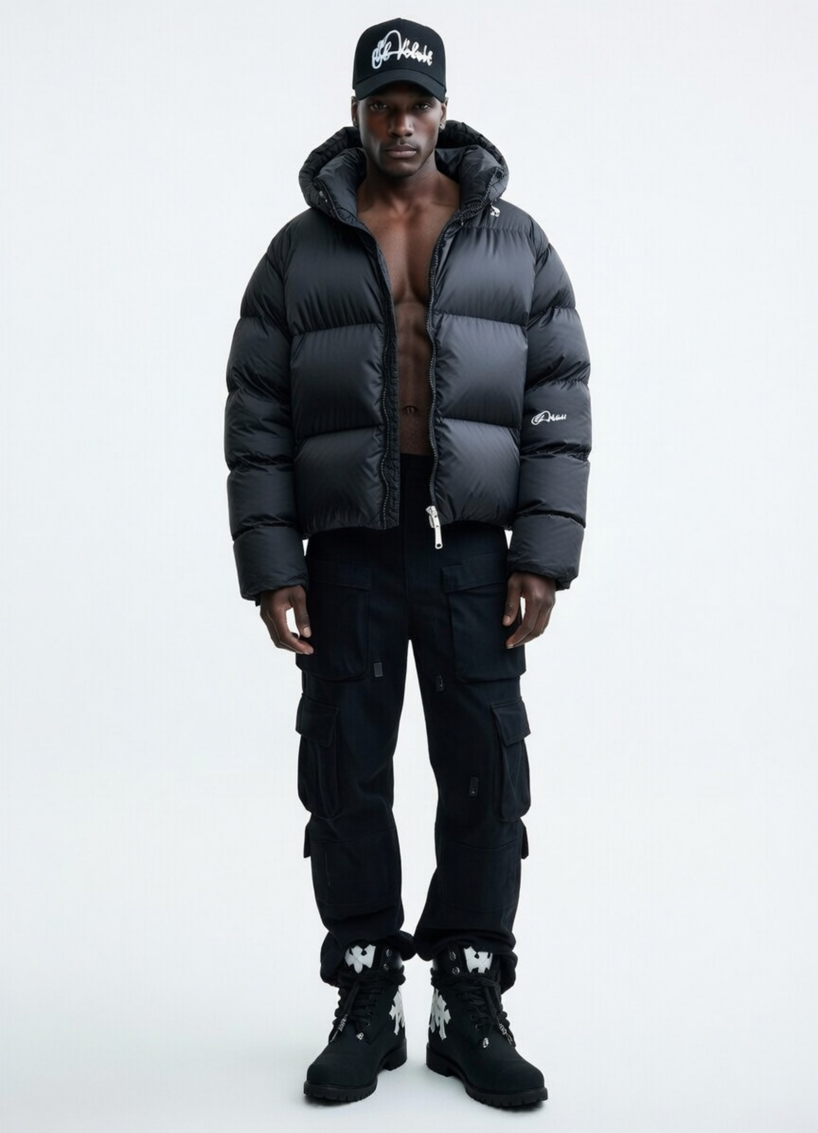 BLACK SHEPHERD CROPPED BUBBLE JACKET