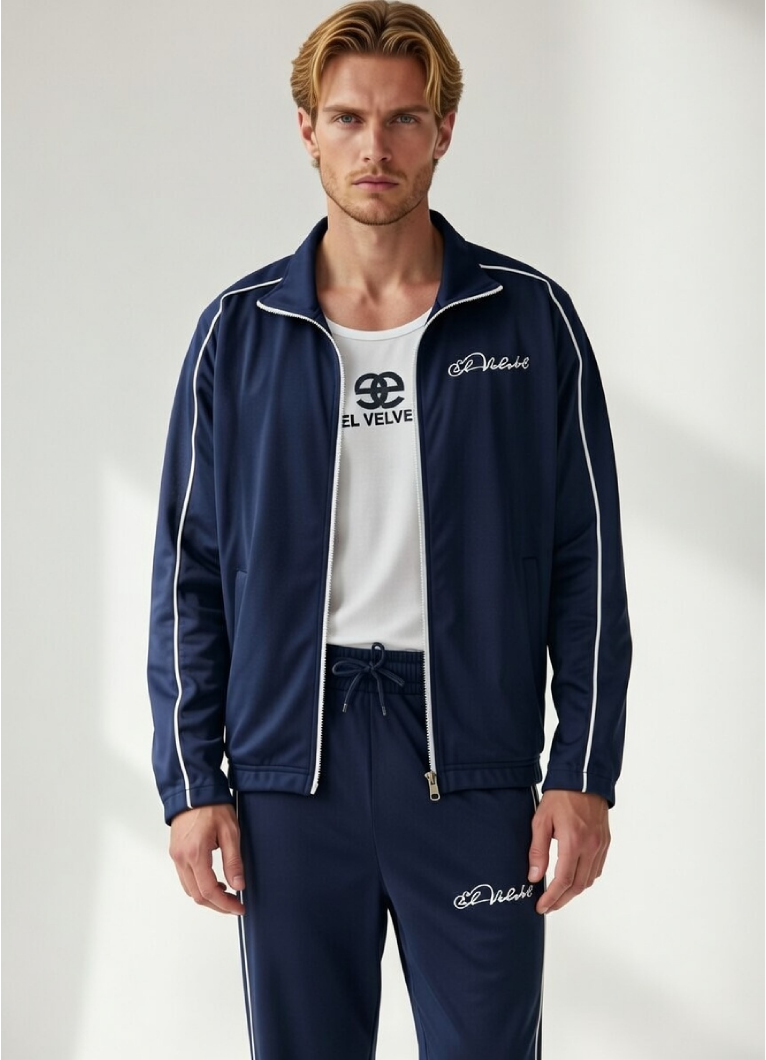 Navy Blue Striped Exodus Tracksuit