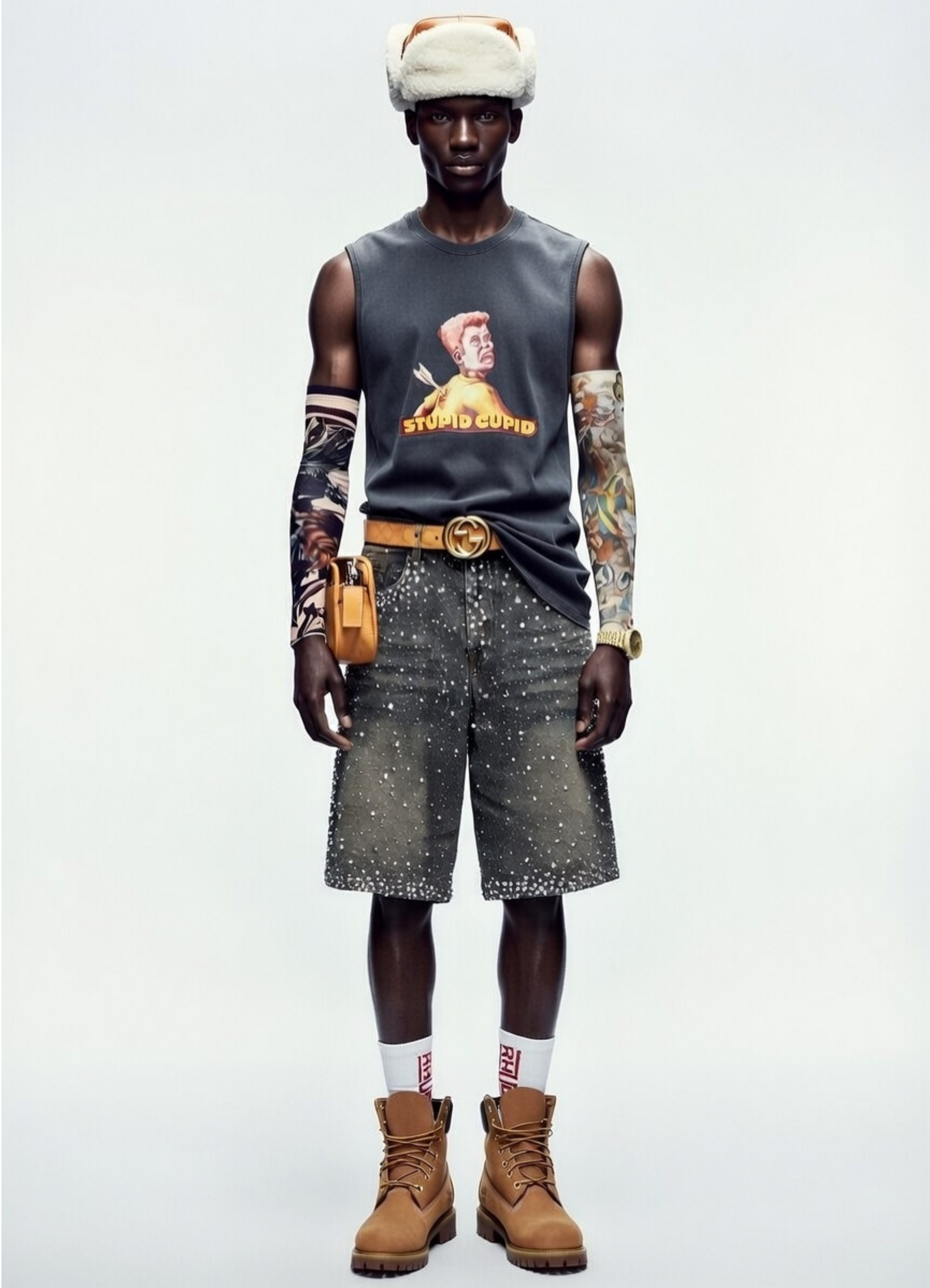 Grey Washed 'STUPID CUPID' Graphic Sleeveless Top