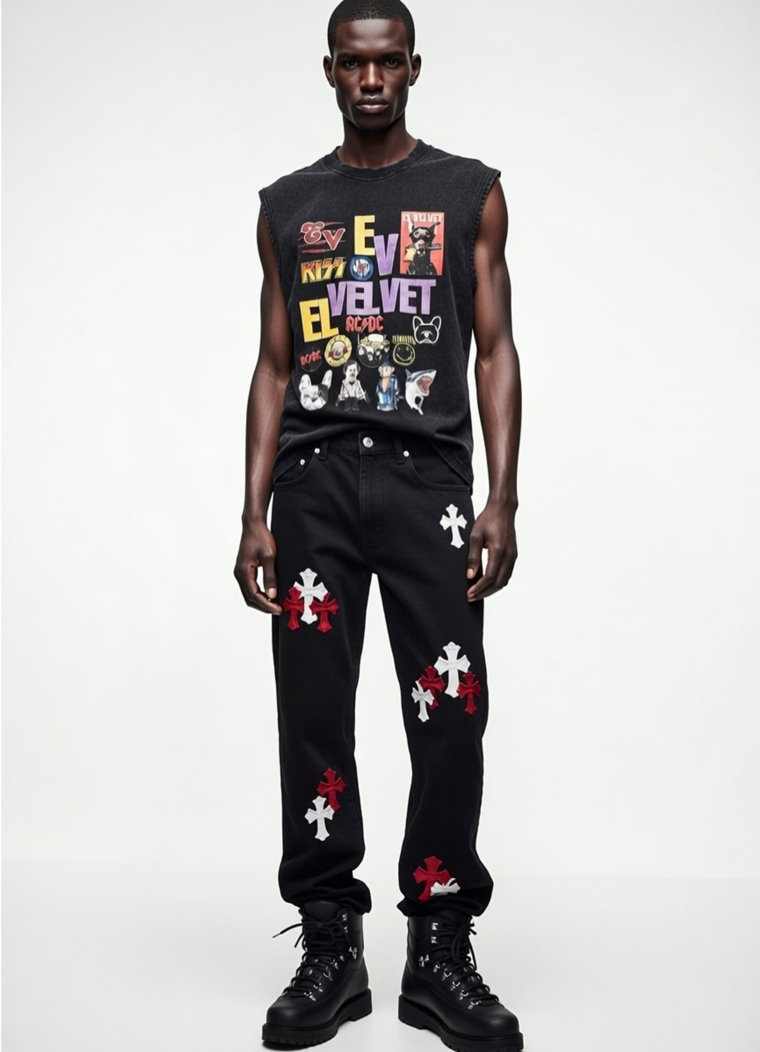 Black Washed 'ROCK IT' Graphic Vintage Sleeveless Top