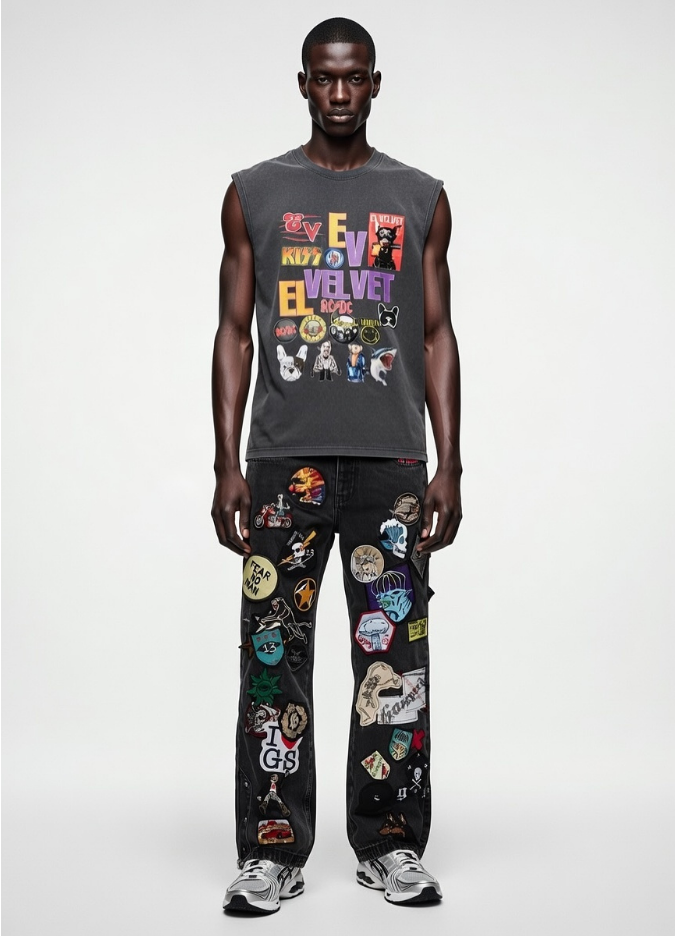 Grey Washed 'ROCK IT' Graphic Vintage Sleeveless Top