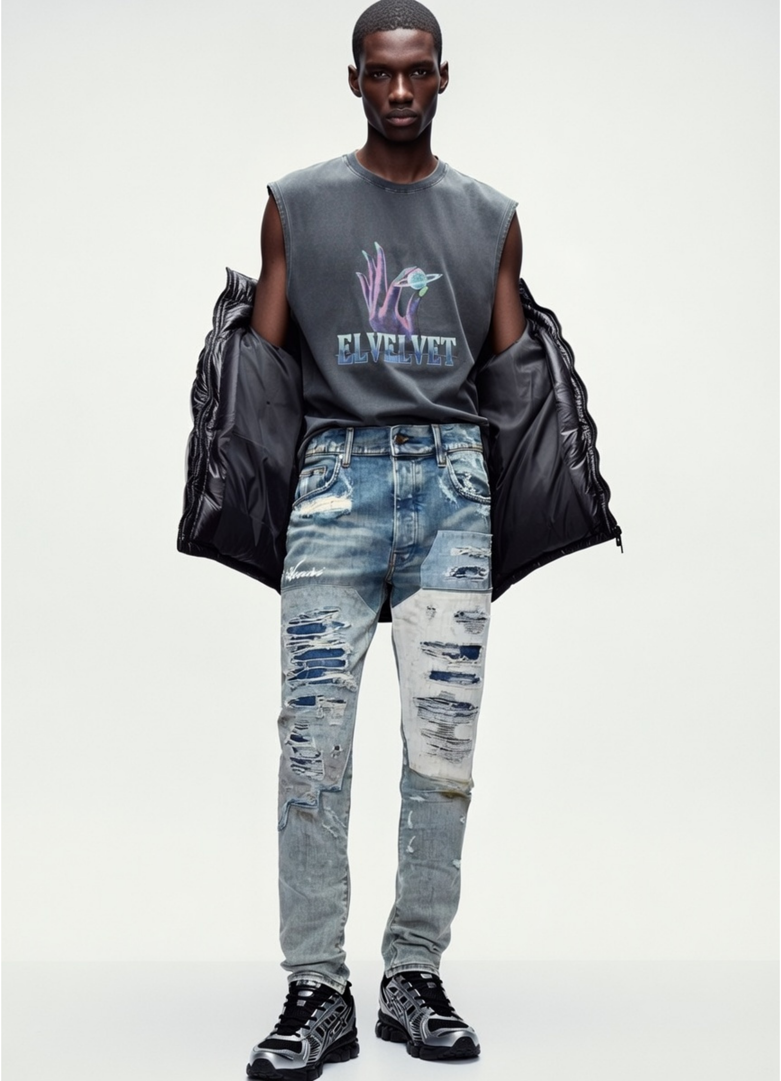 Grey Washed 'RULE THE WORLD' Graphic Vintage Sleeveless Top