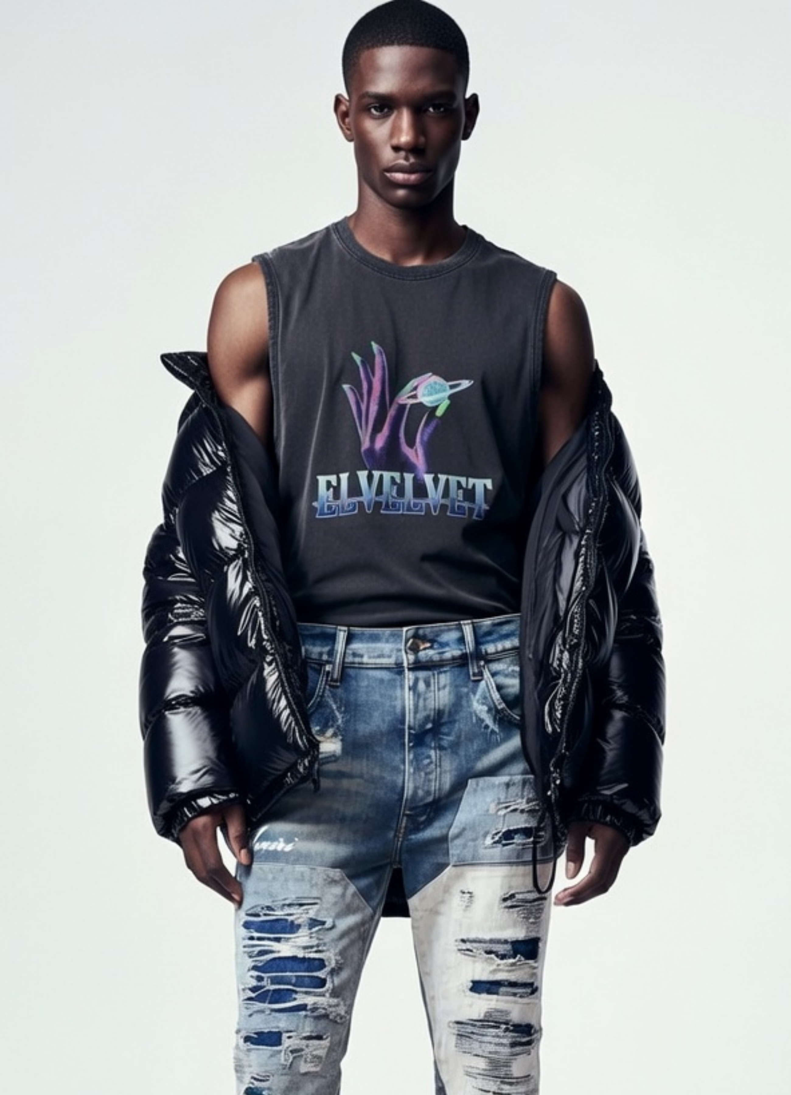 Grey Washed 'RULE THE WORLD' Graphic Vintage Sleeveless Top