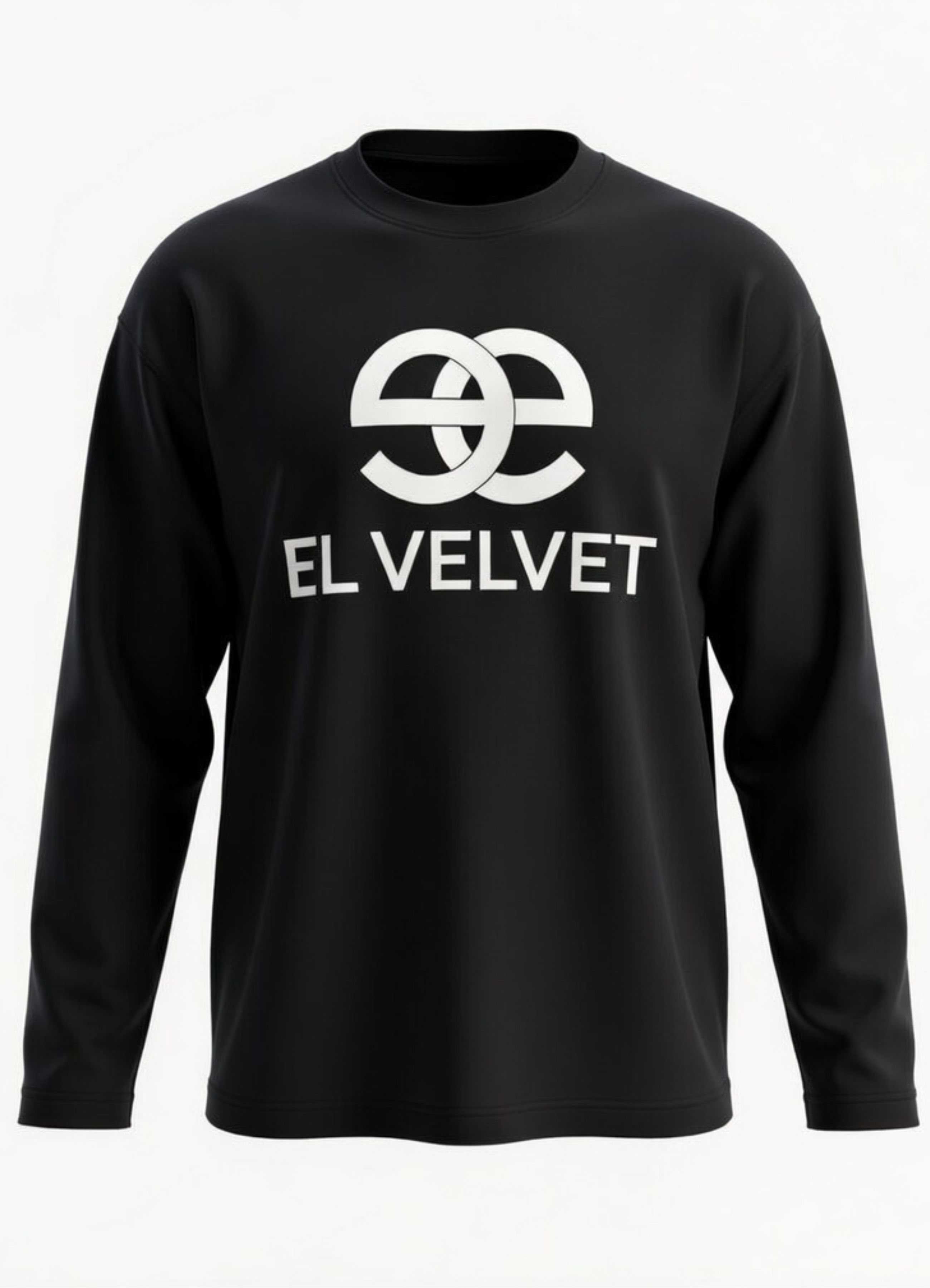 Men - Black El Velvet Elegant Long sleeve Oversized T Shirt