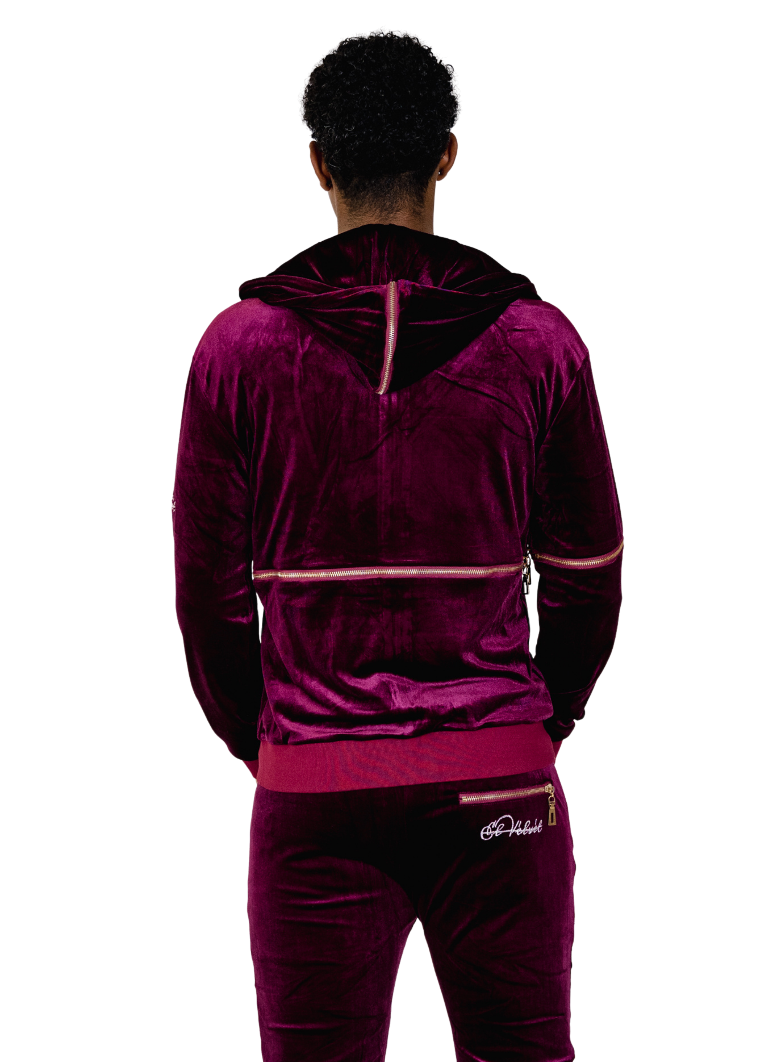 Men's Red Burgundy Vélvét Full Tracksuit