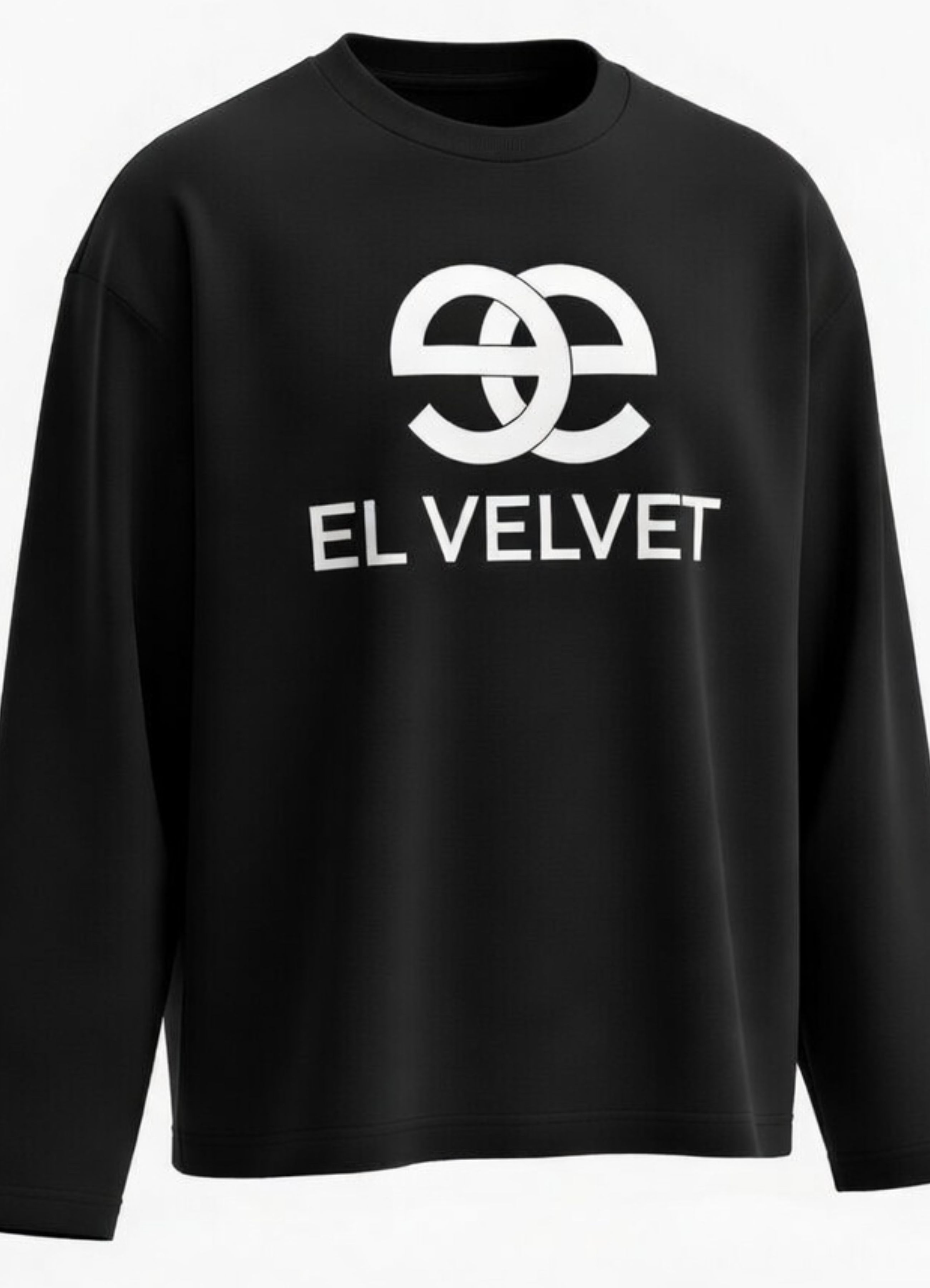 Men - Black El Velvet Elegant Long sleeve Oversized T Shirt