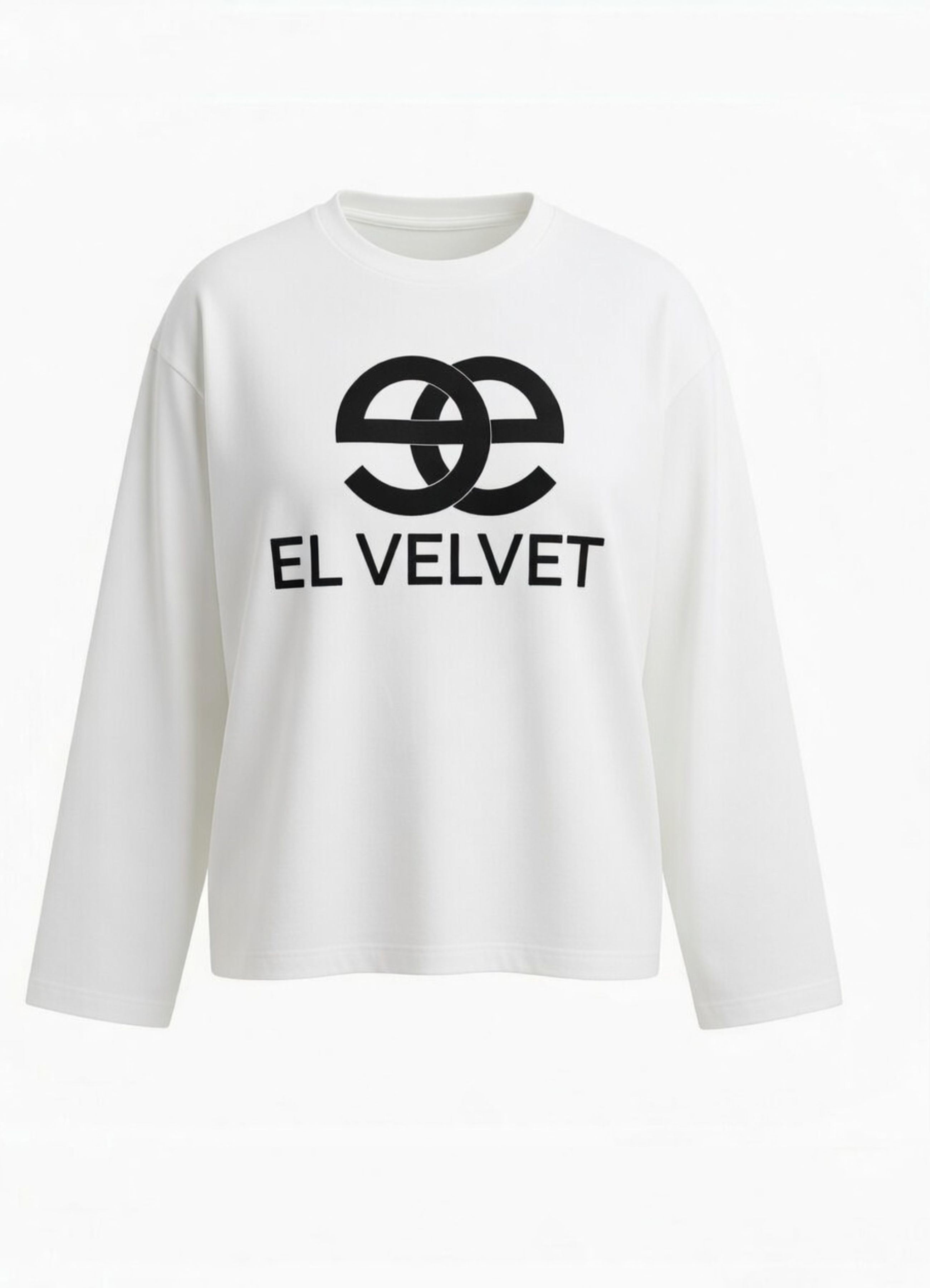 Women - White El Velvet Elegant Long Sleeved Oversized T Shirt