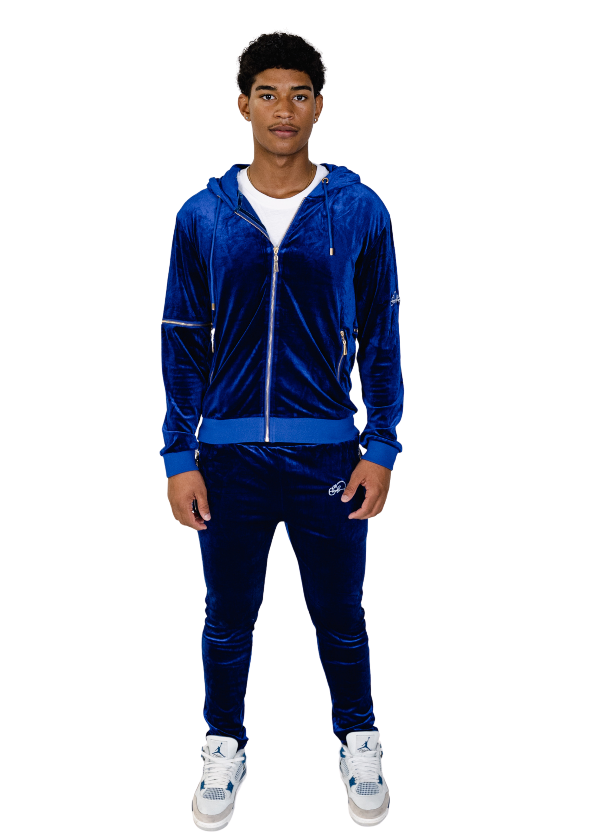 Men's Royal Blue Vélvét - Full Tracksuit