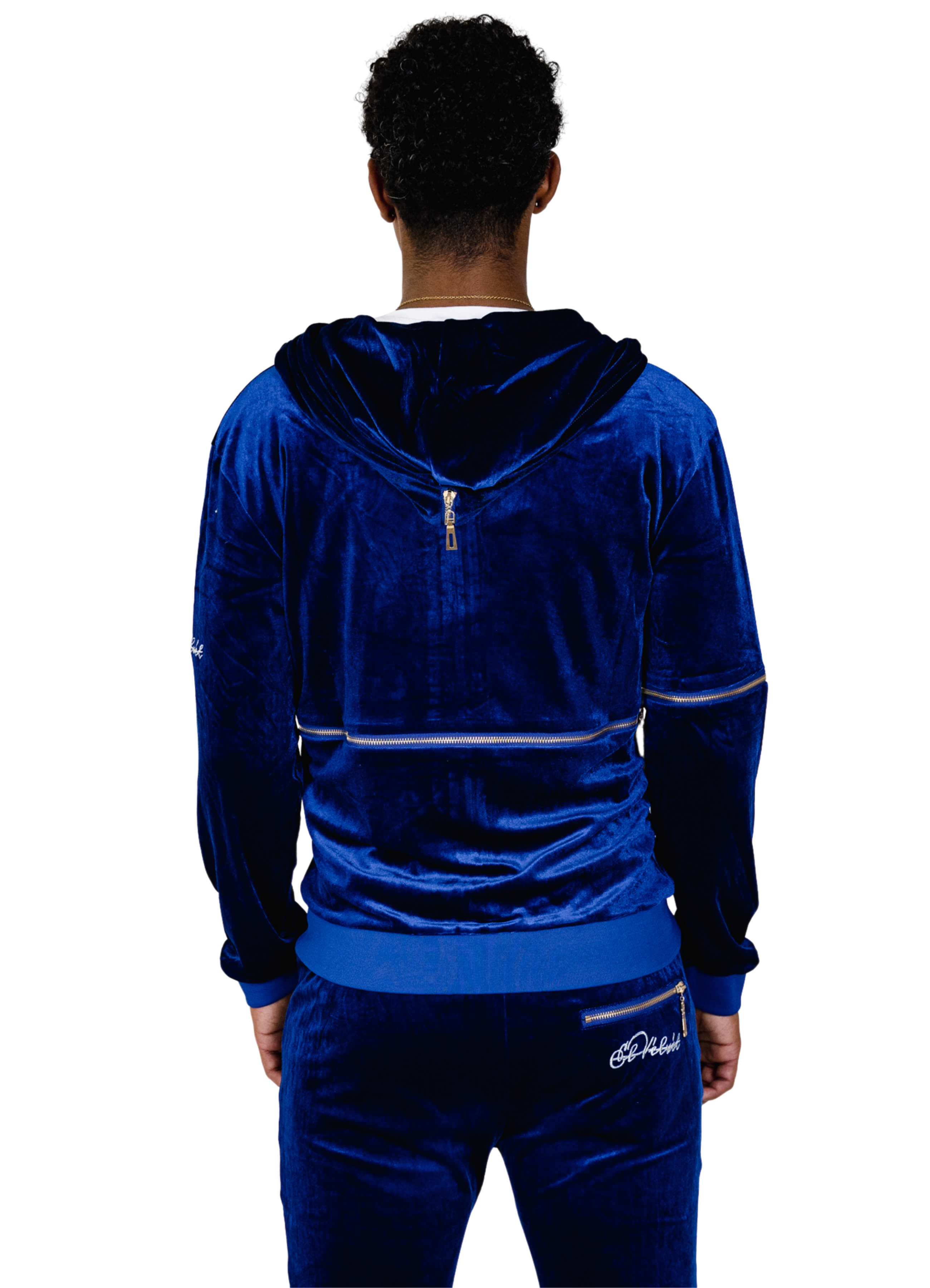Royal blue velvet tracksuit sales