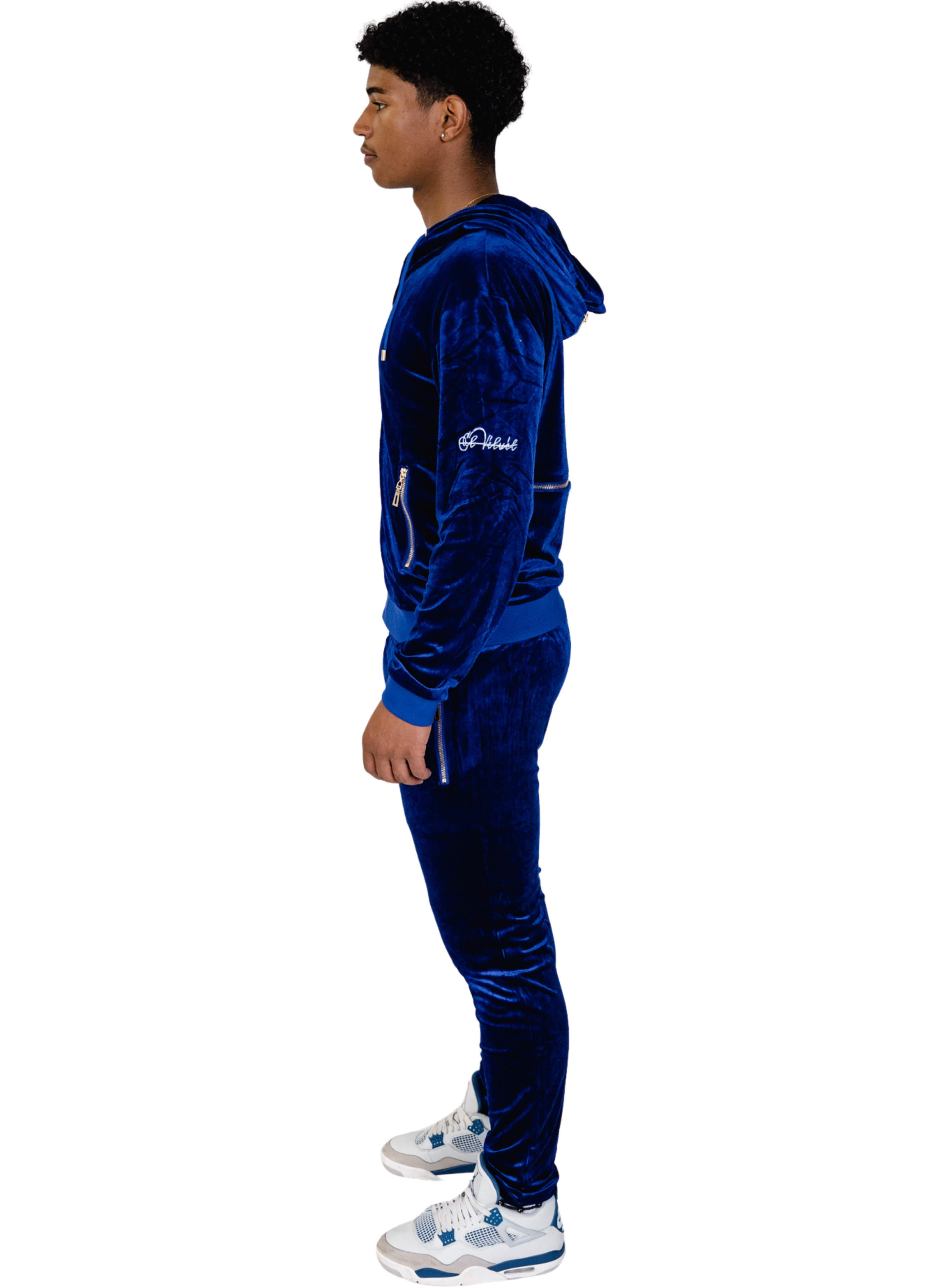 Men's Royal Blue Vélvét - Full Tracksuit