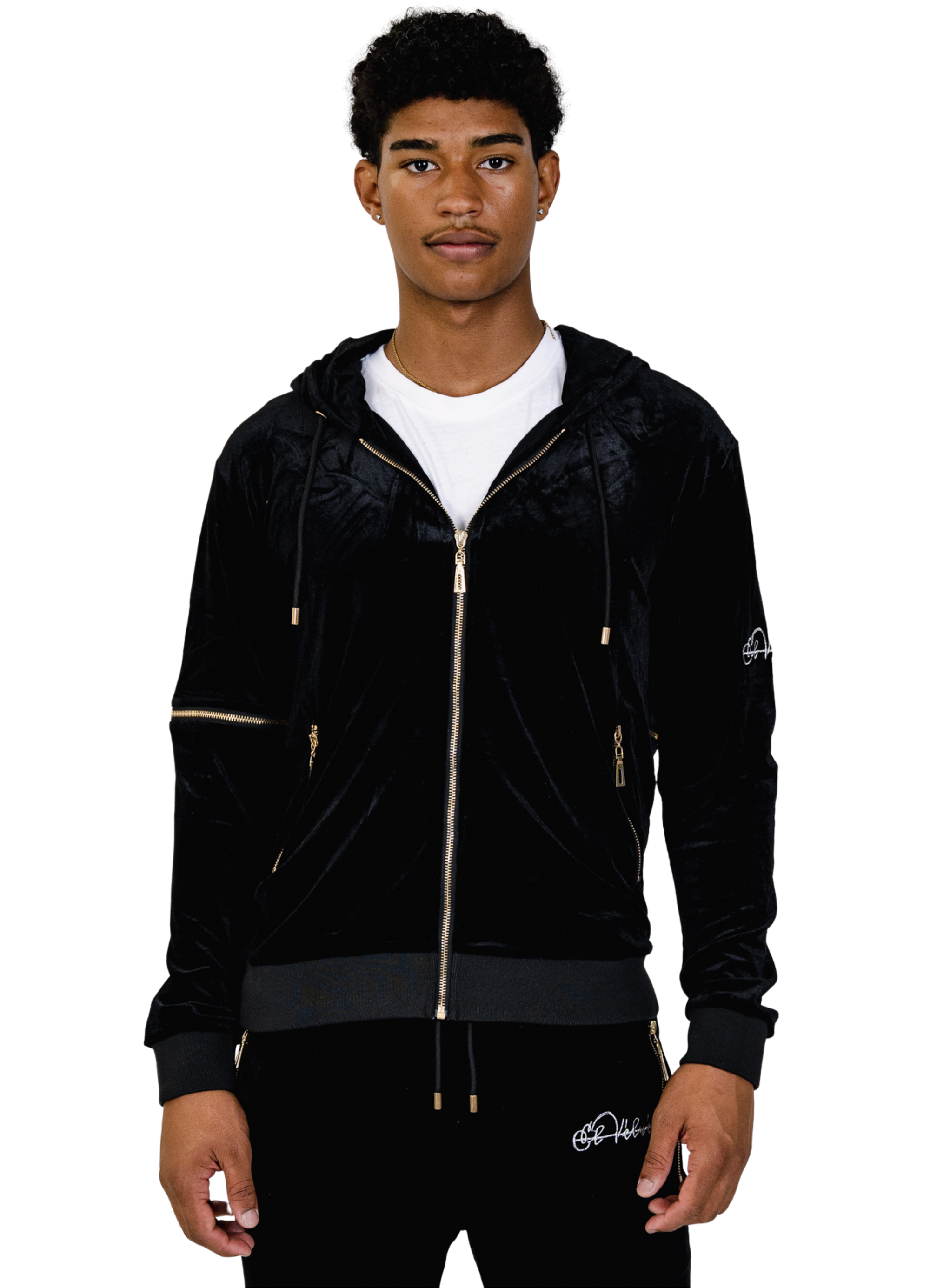 Men's Black Vélvét Full Tracksuit