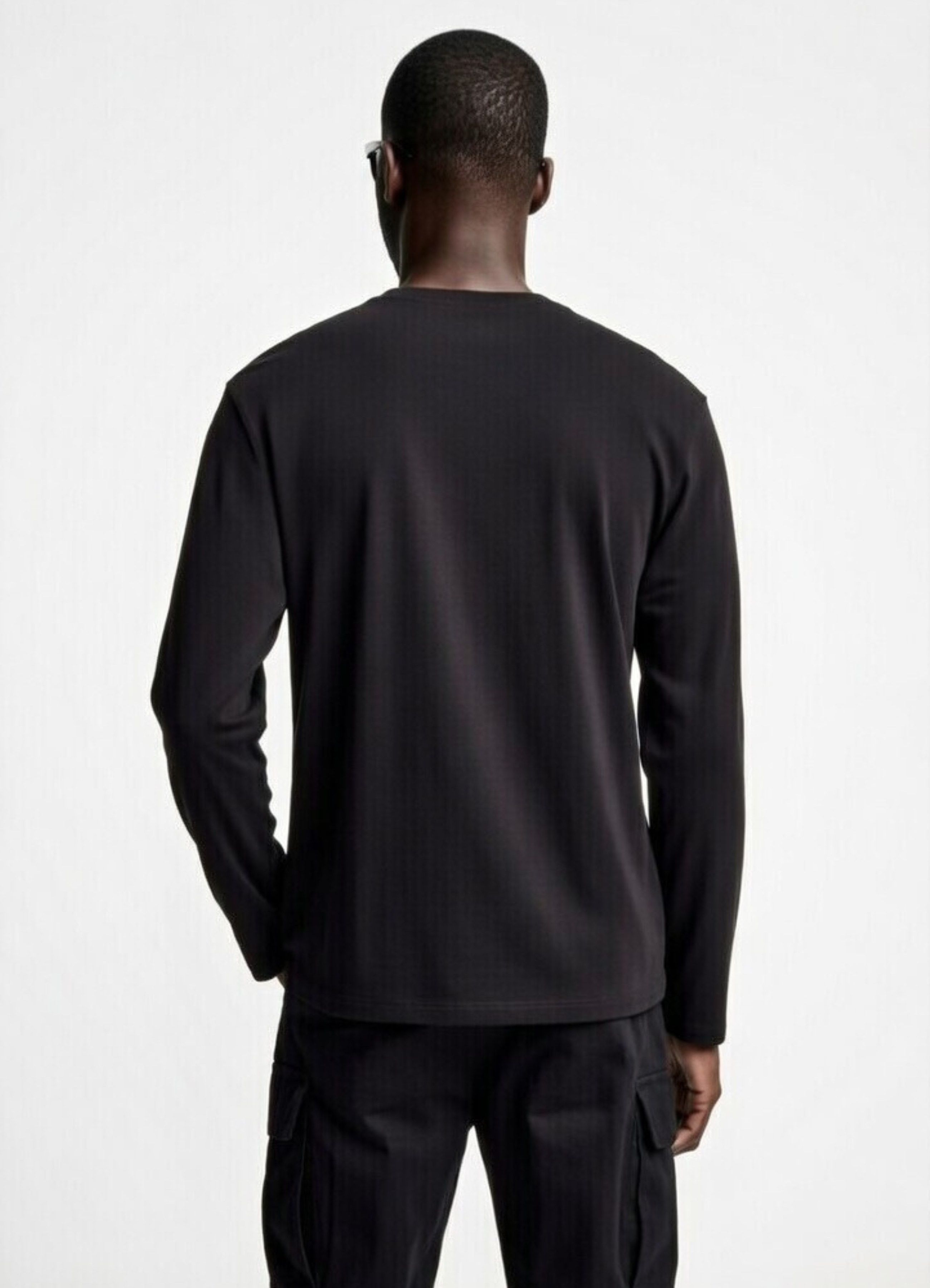Men - Black El Velvet Elegant Long sleeve Oversized T Shirt