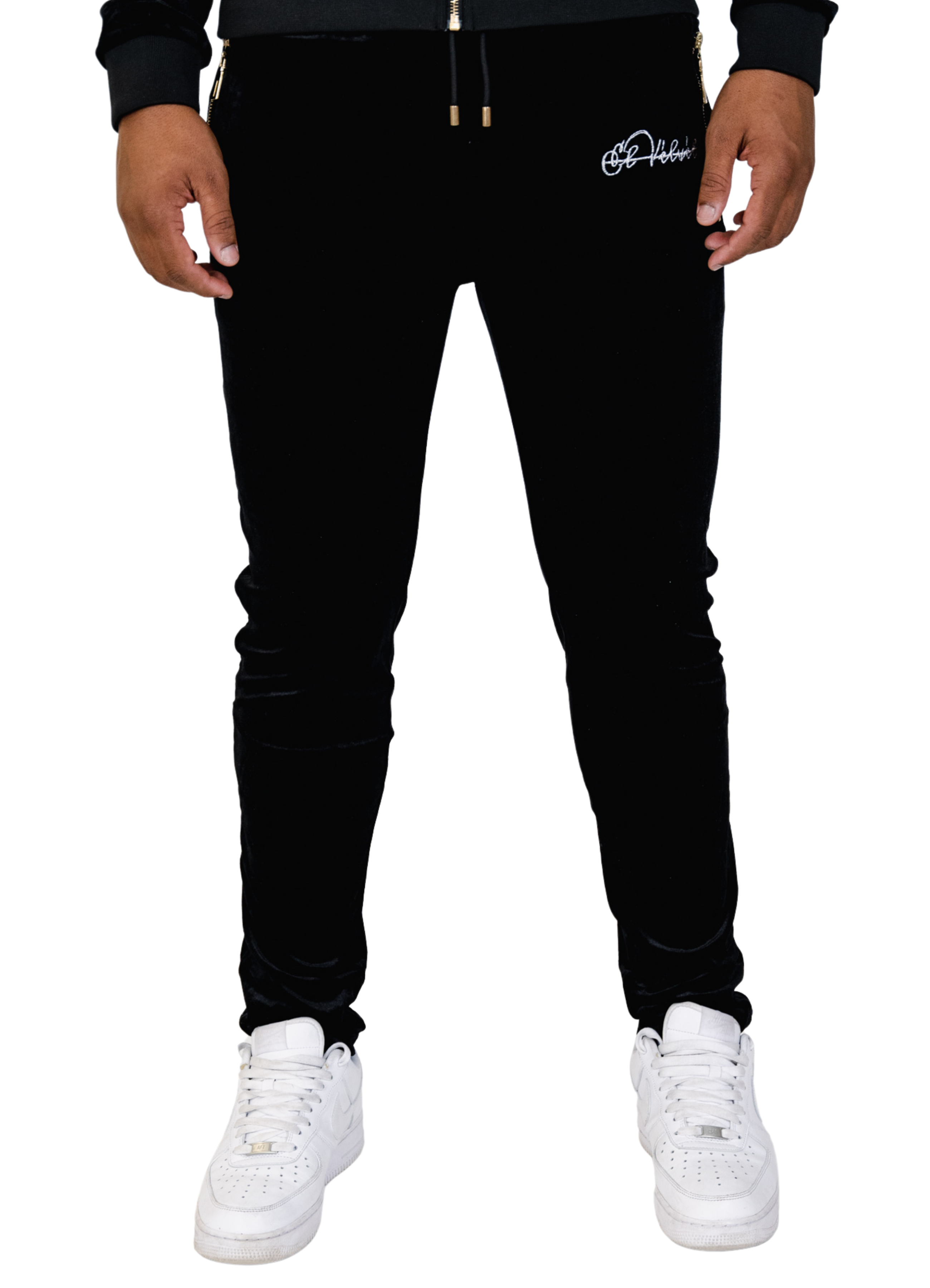 Men's Black Vélvét Full Tracksuit