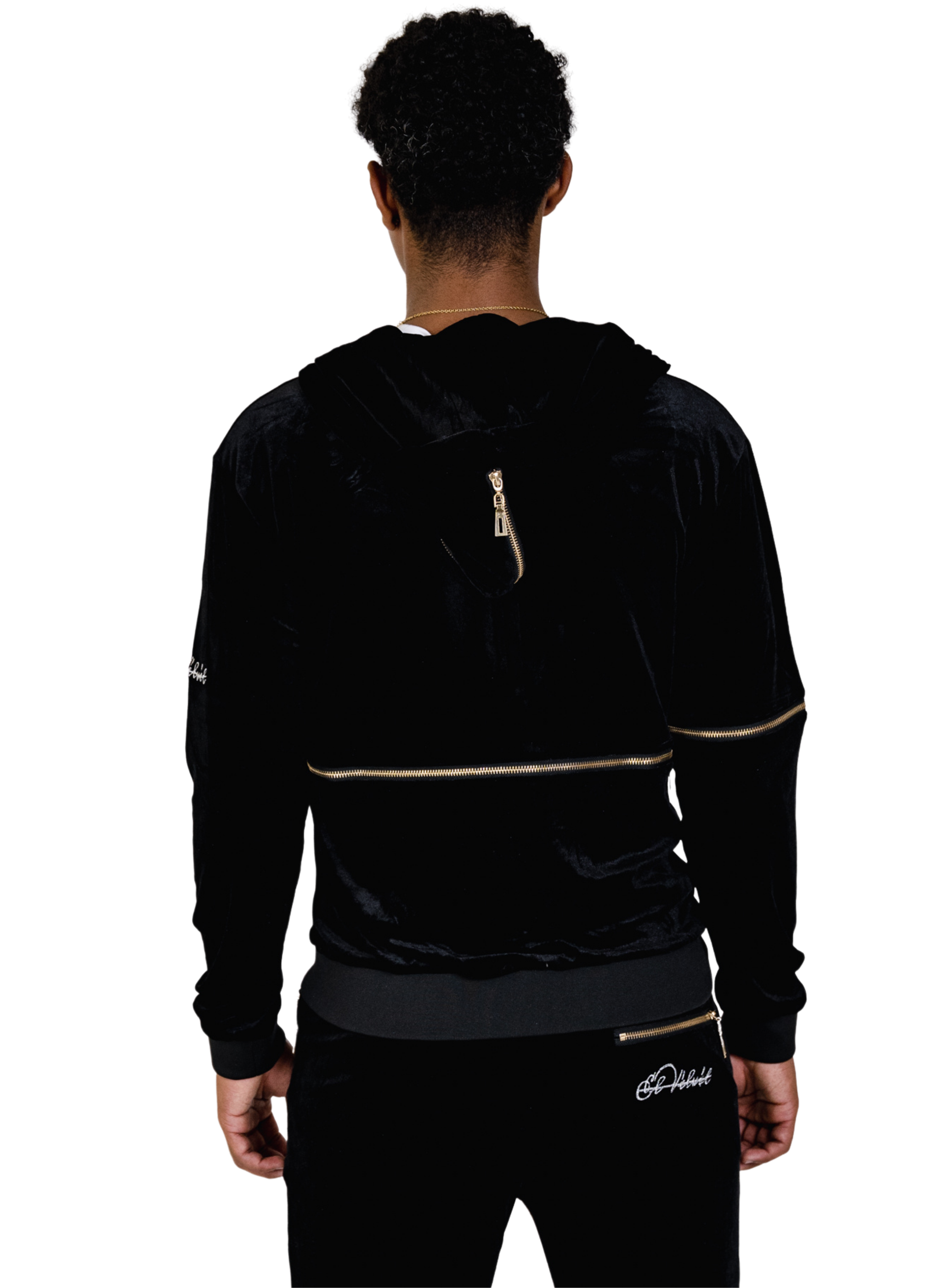 Men's Black Vélvét Full Tracksuit