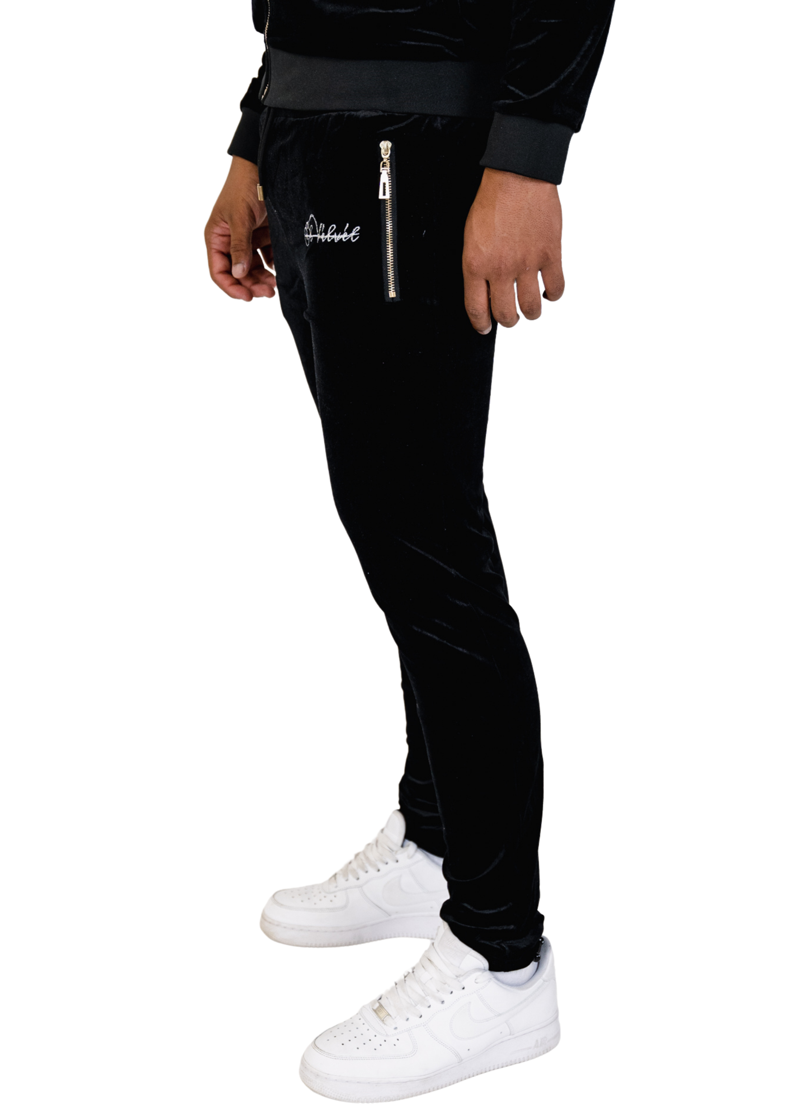 Men's Black Vélvét Full Tracksuit