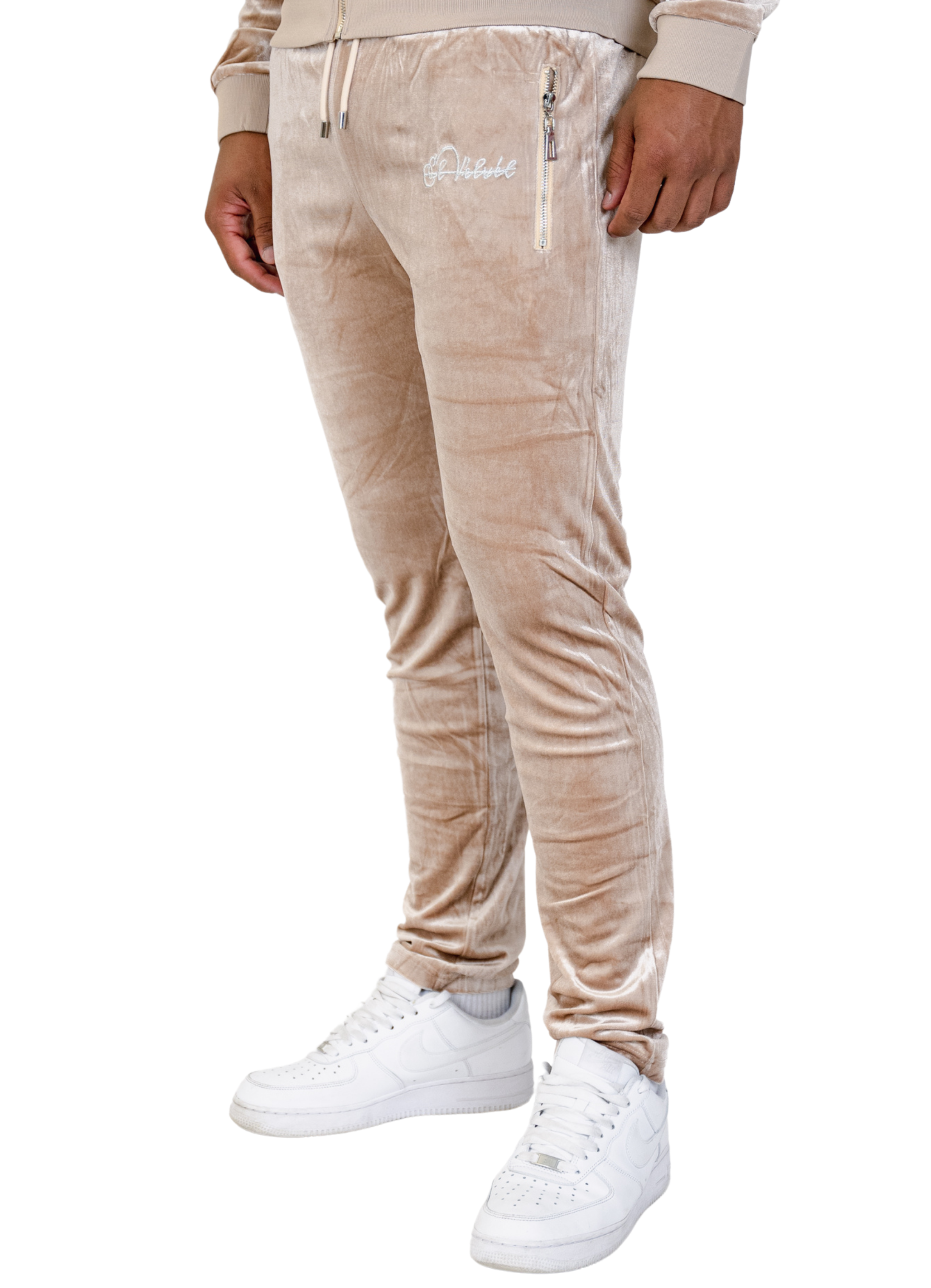 Men's Biege Vélvét Full Tracksuit