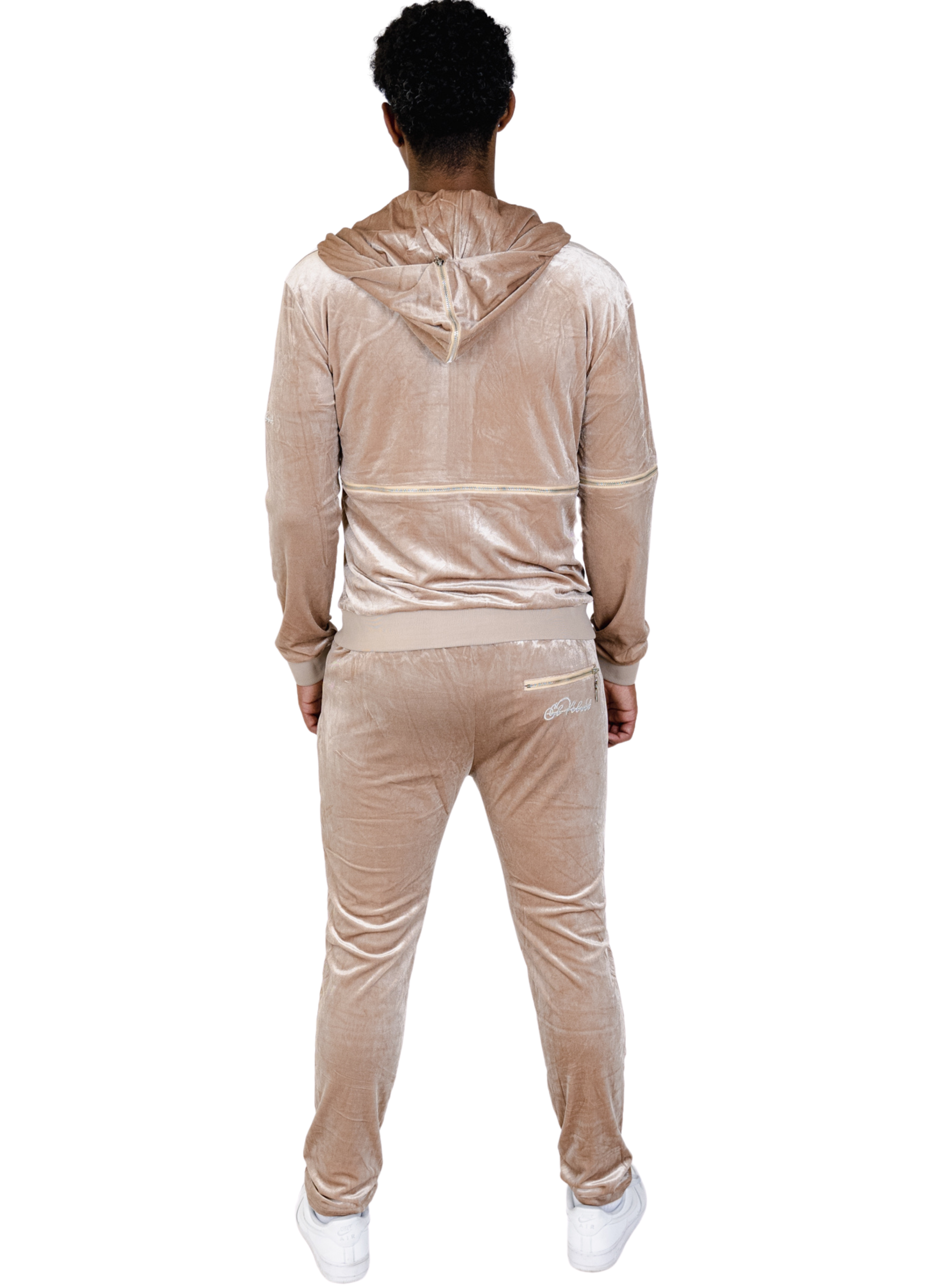 Men's Biege Vélvét Full Tracksuit