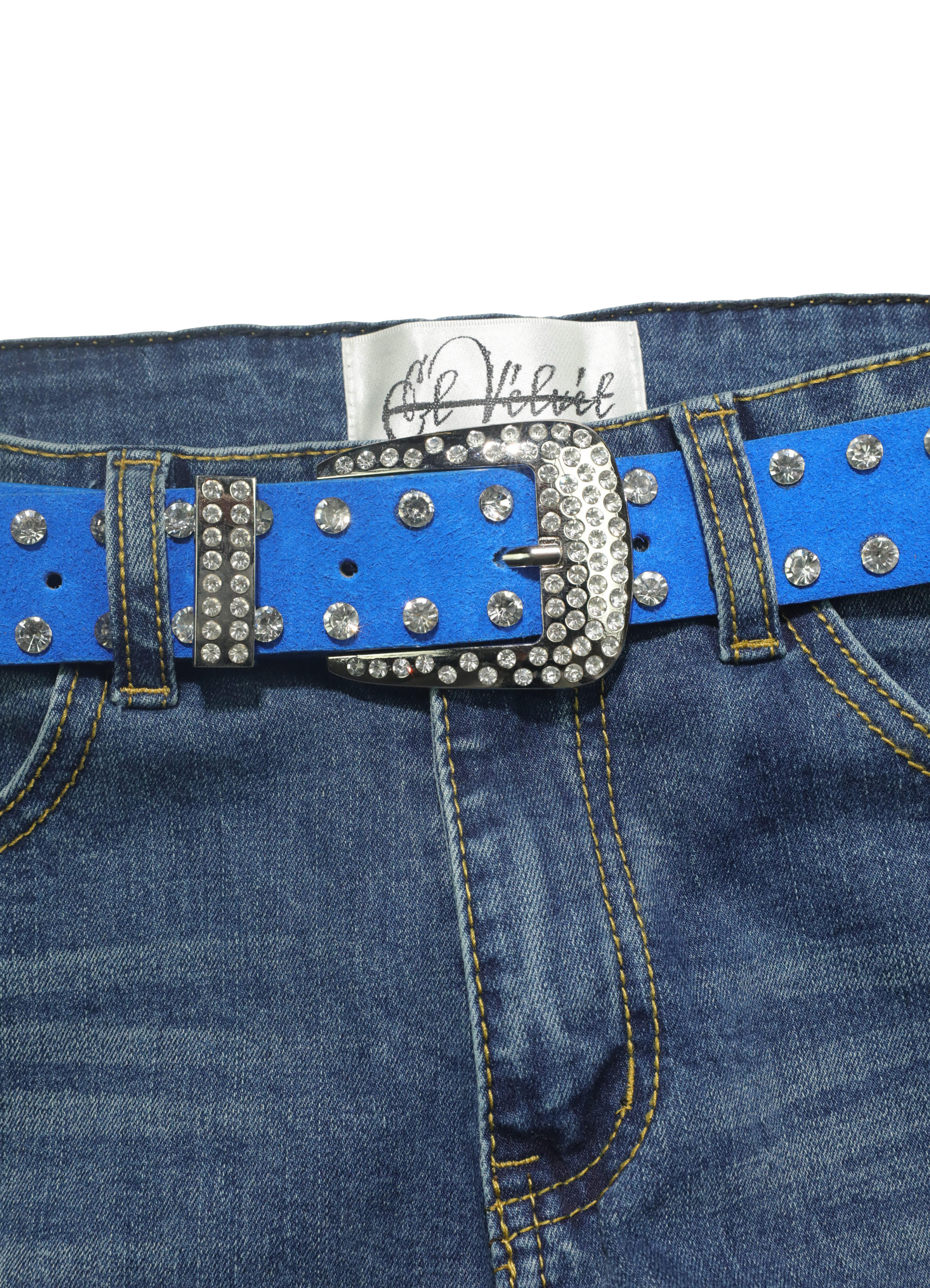 Royal blue Velvet Cowboy Diamanté Belt