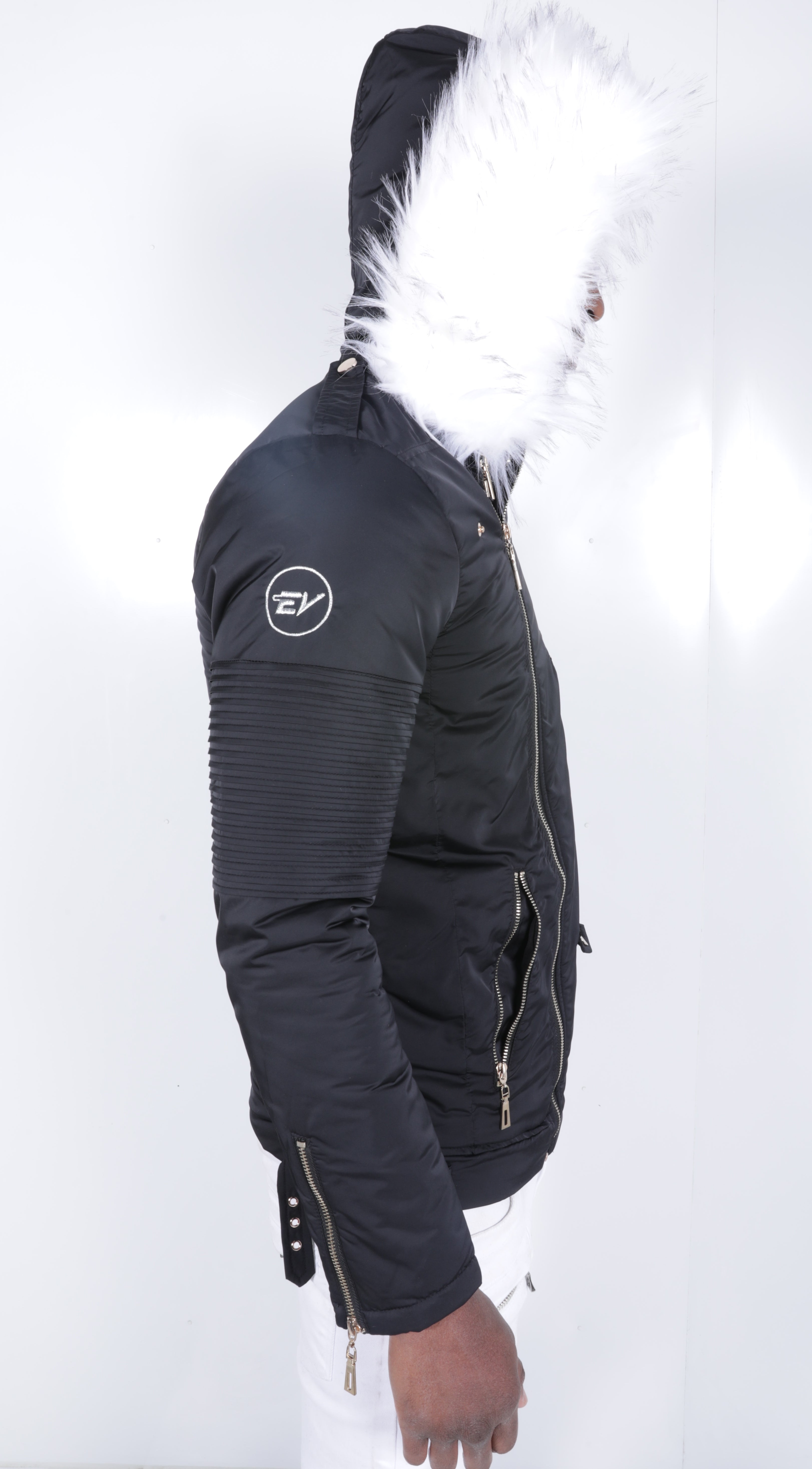 Black El Vélvét Winter Biker Jacket - Faux