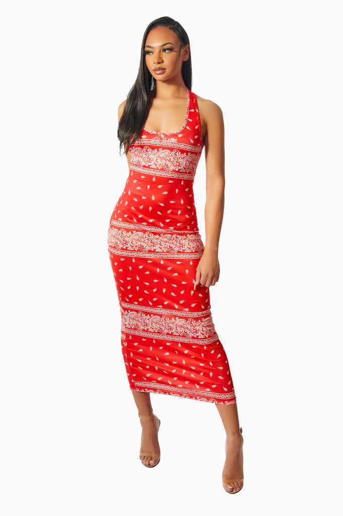 Red bandana store dress