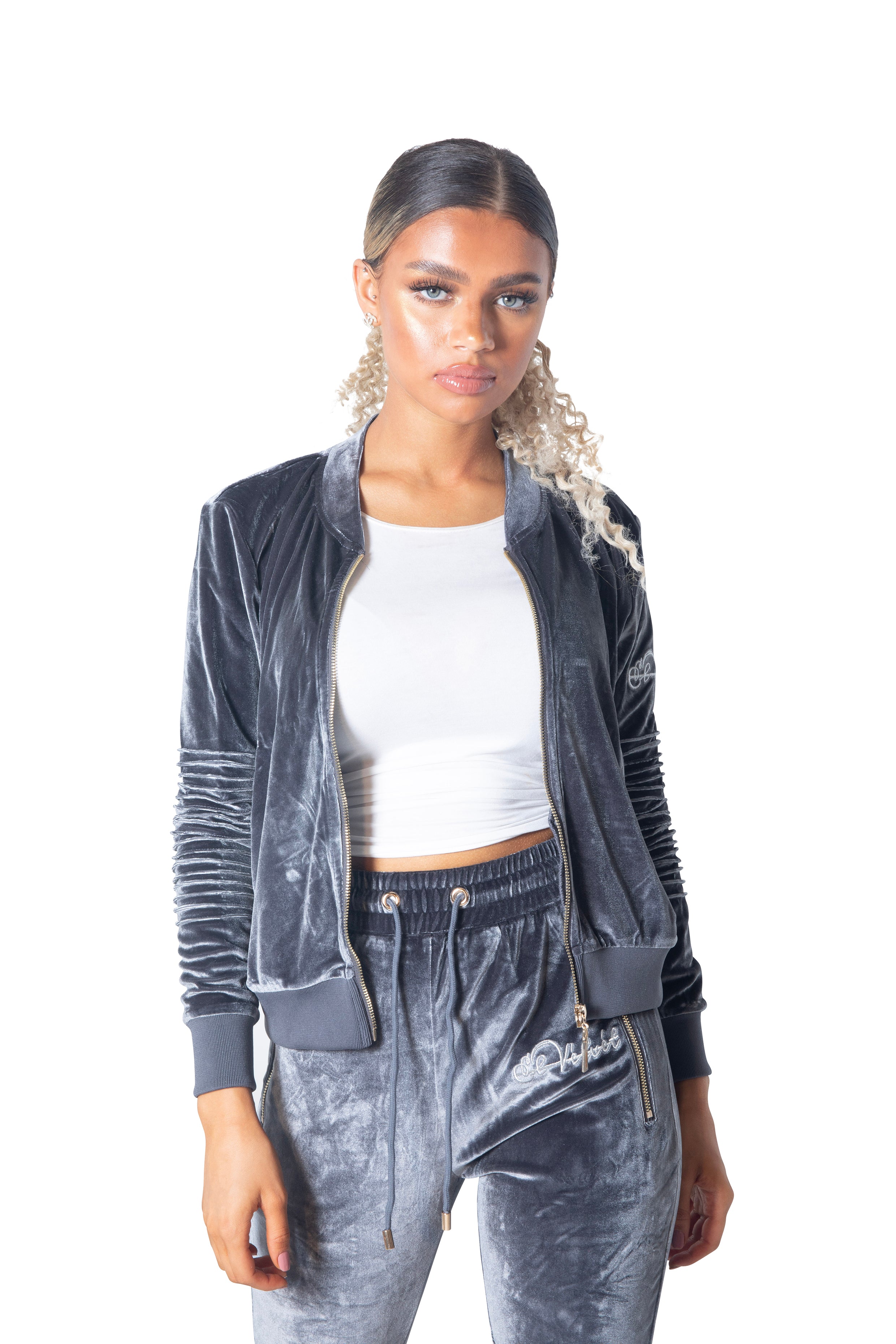 Women's Grey Vélvét Tracksuit - Full tracksuit