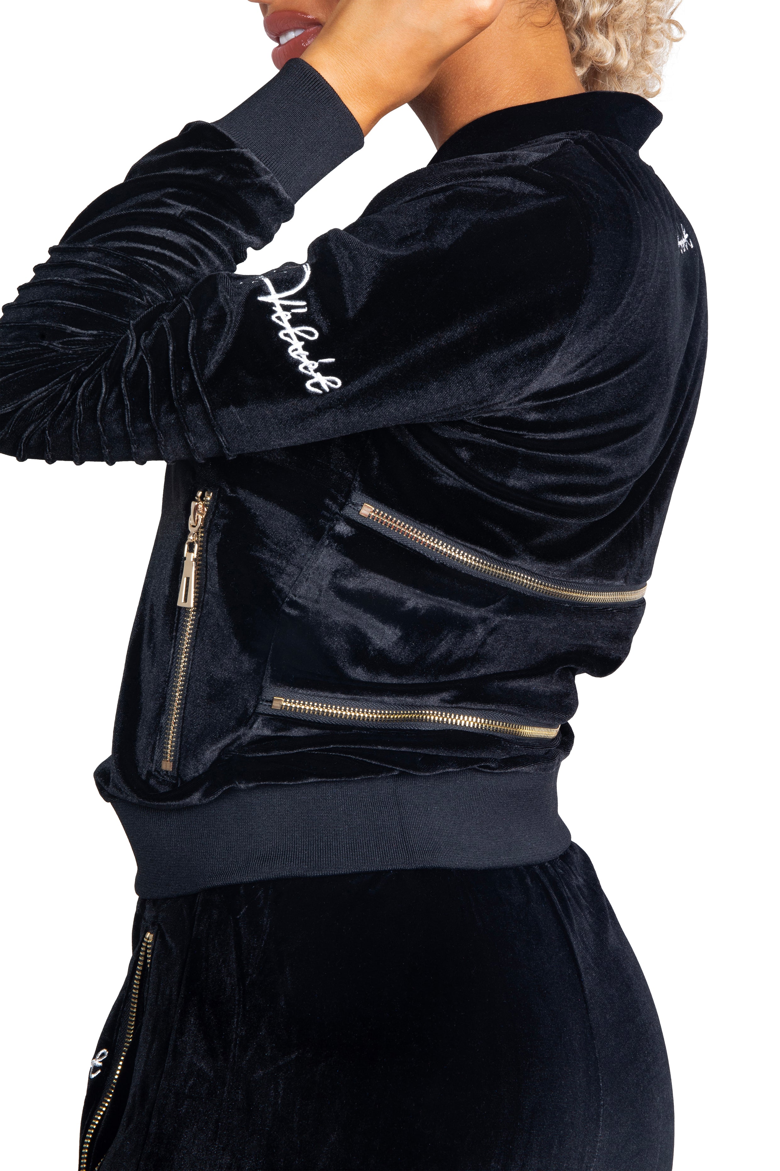 Women's Black Vélvét Full Tracksuit