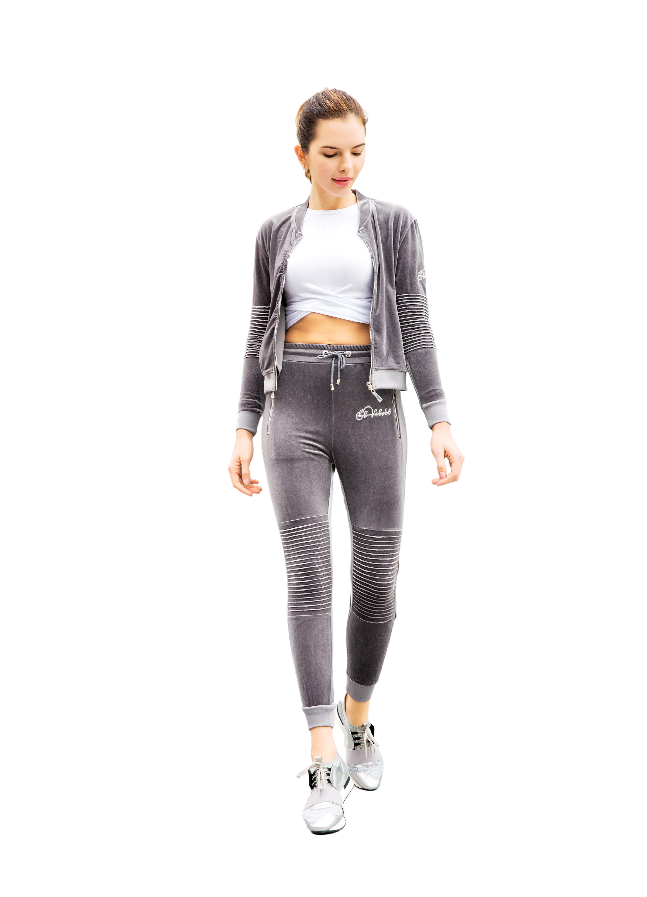 Women's Grey Vélvét Tracksuit - Full tracksuit