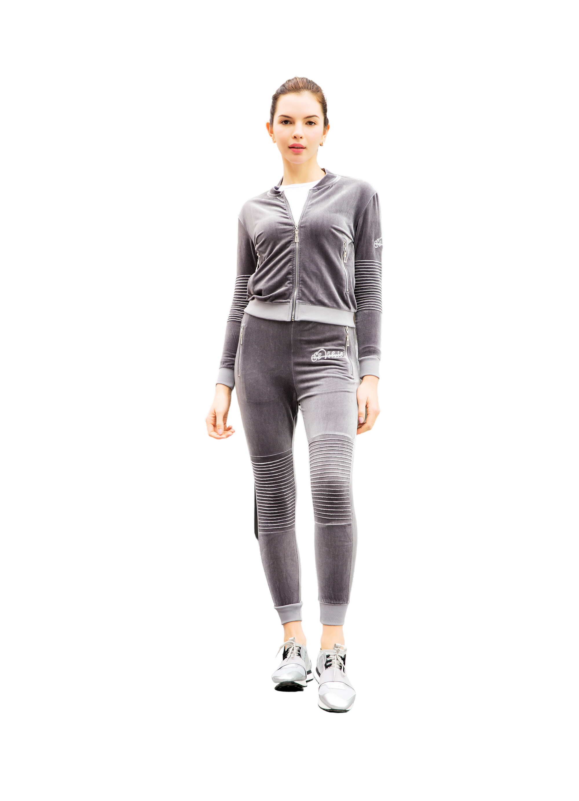 Women's Grey Vélvét Tracksuit - Full tracksuit