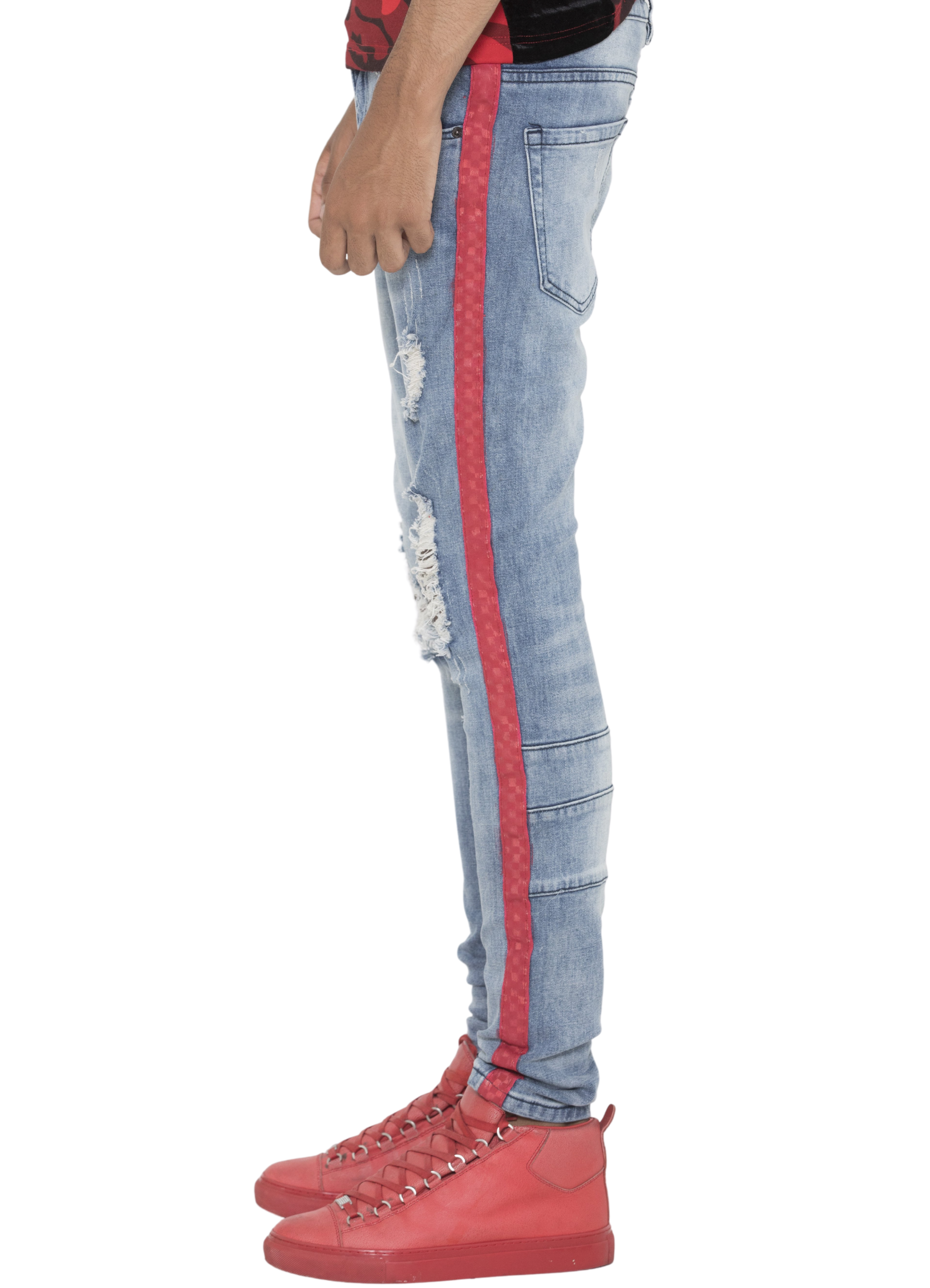 Red Striped Blue RZ Jeans El V lv t