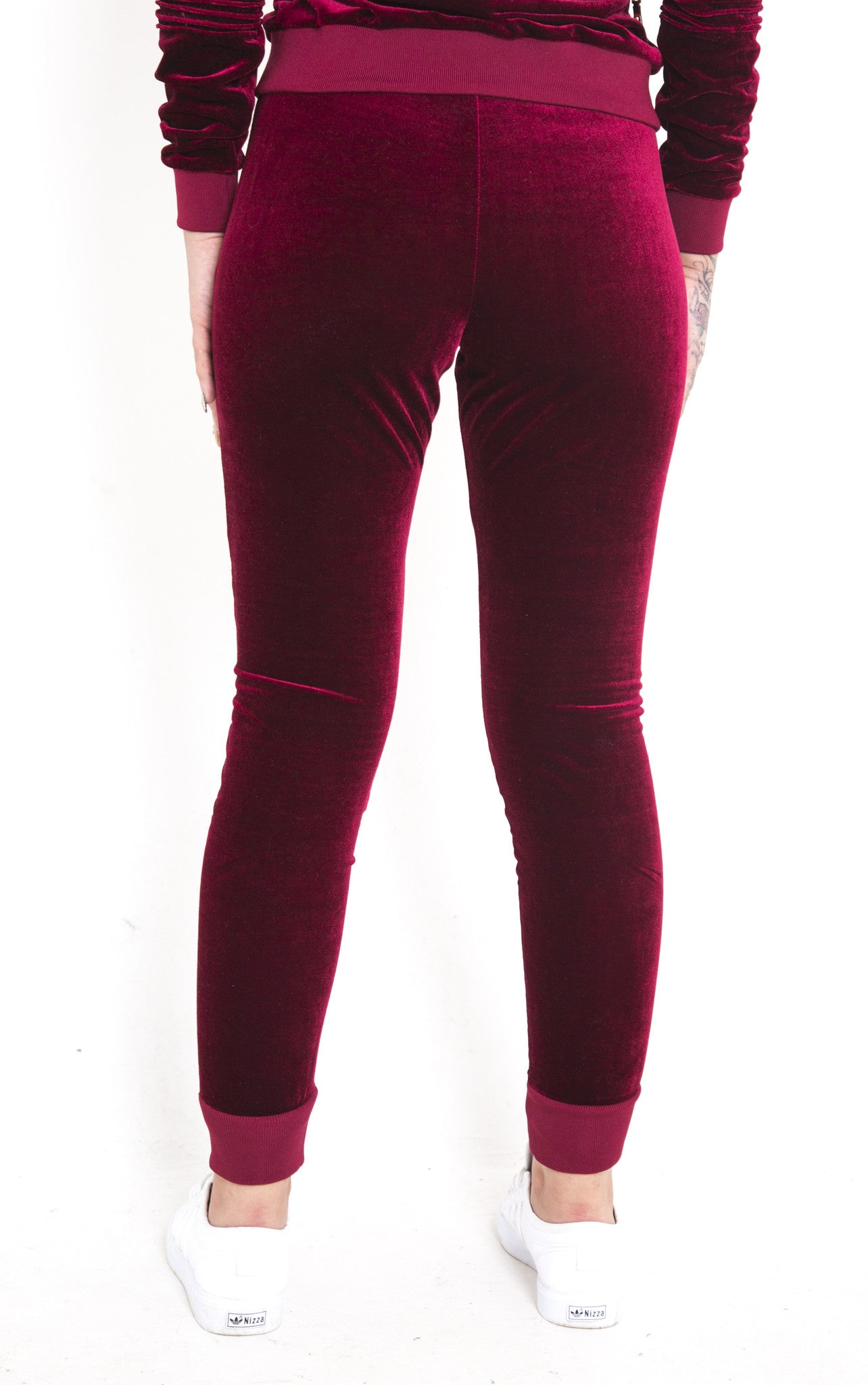 Women's Burgundy Vélvét Full Tracksuit